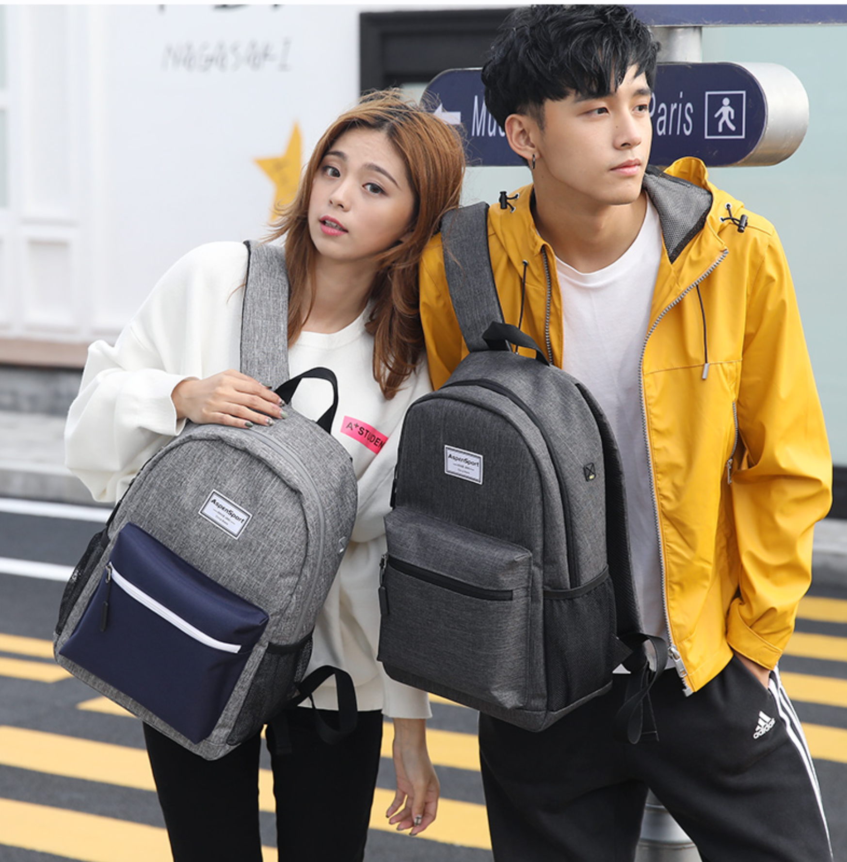 AspenSport Backpack Laptop กระเป๋าสะพายหลัง กระเป๋าโน๊ตบุ๊ค 14-16 นิ้ว กระเป๋าเดินทาง รุ่น AS-B81 ขนาด ดำ-เทา