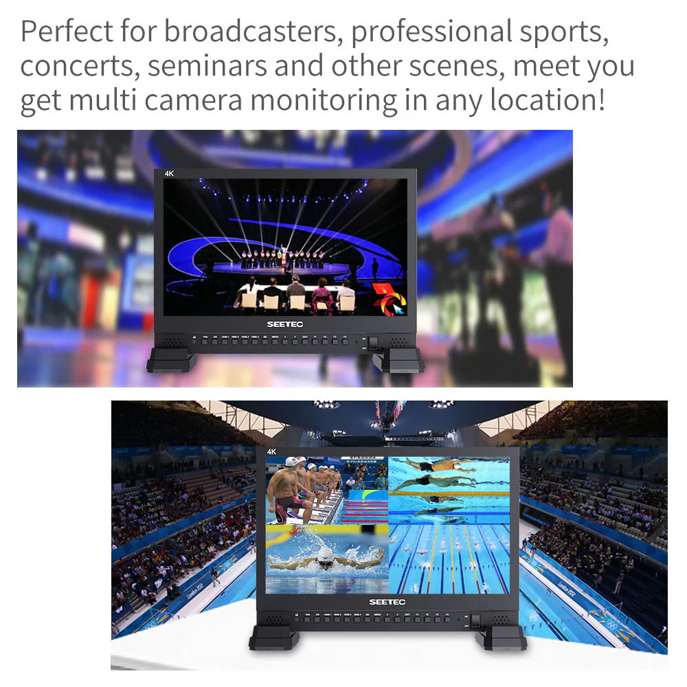 SEETEC 4K156-9HSD จอภาพ 15.6 นิ้ว 4K UHD สำหรับ Director และ Broadcast พร้อม 3G-SDI และ 4x HDMI Multi-Input Quad Display