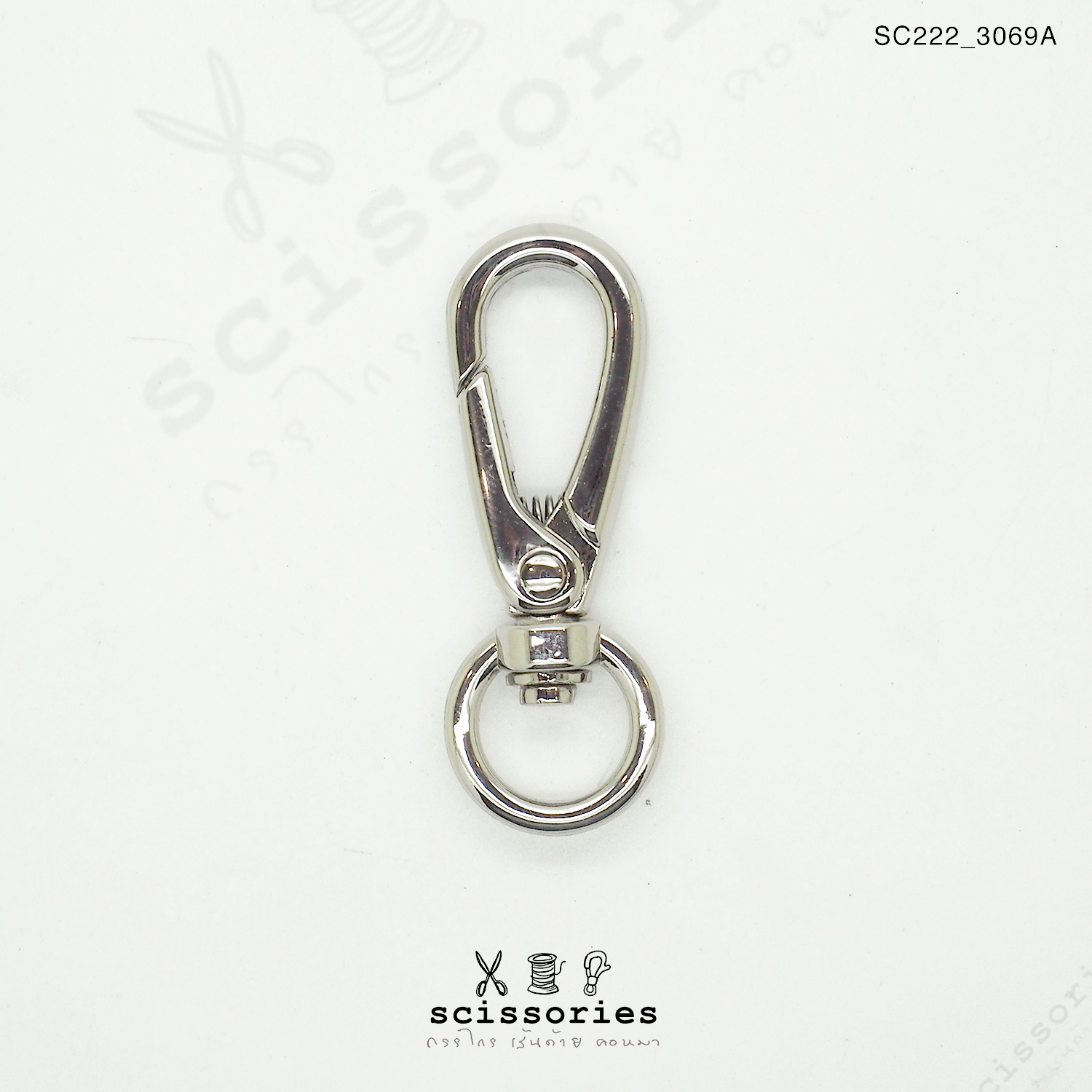 คอหมาเกี่ยว สีเงิน 2 ตัว ห่วงวงใน 1.10 cm.