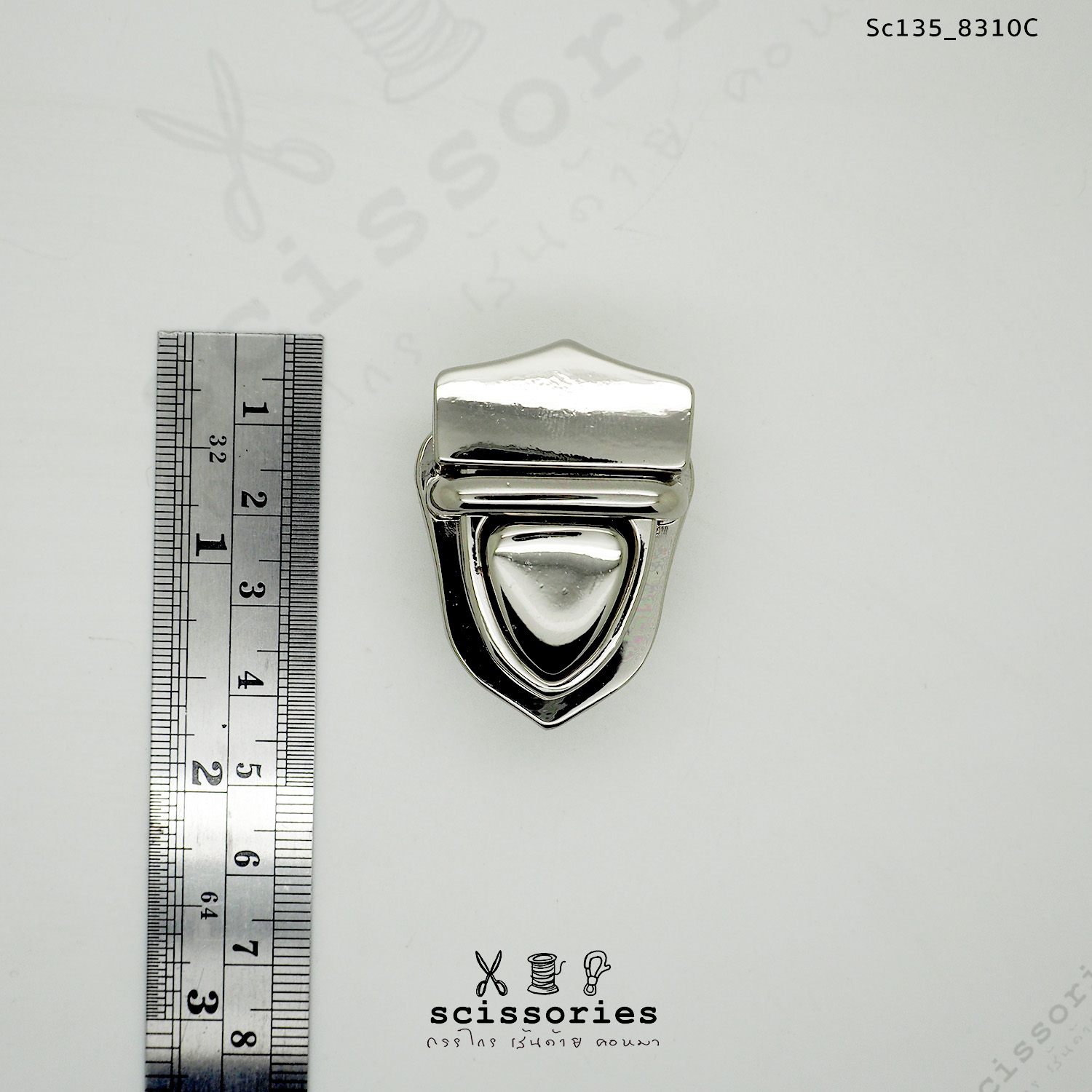 ตัวล็อคกระเป๋า 1ตัว สีเงิน