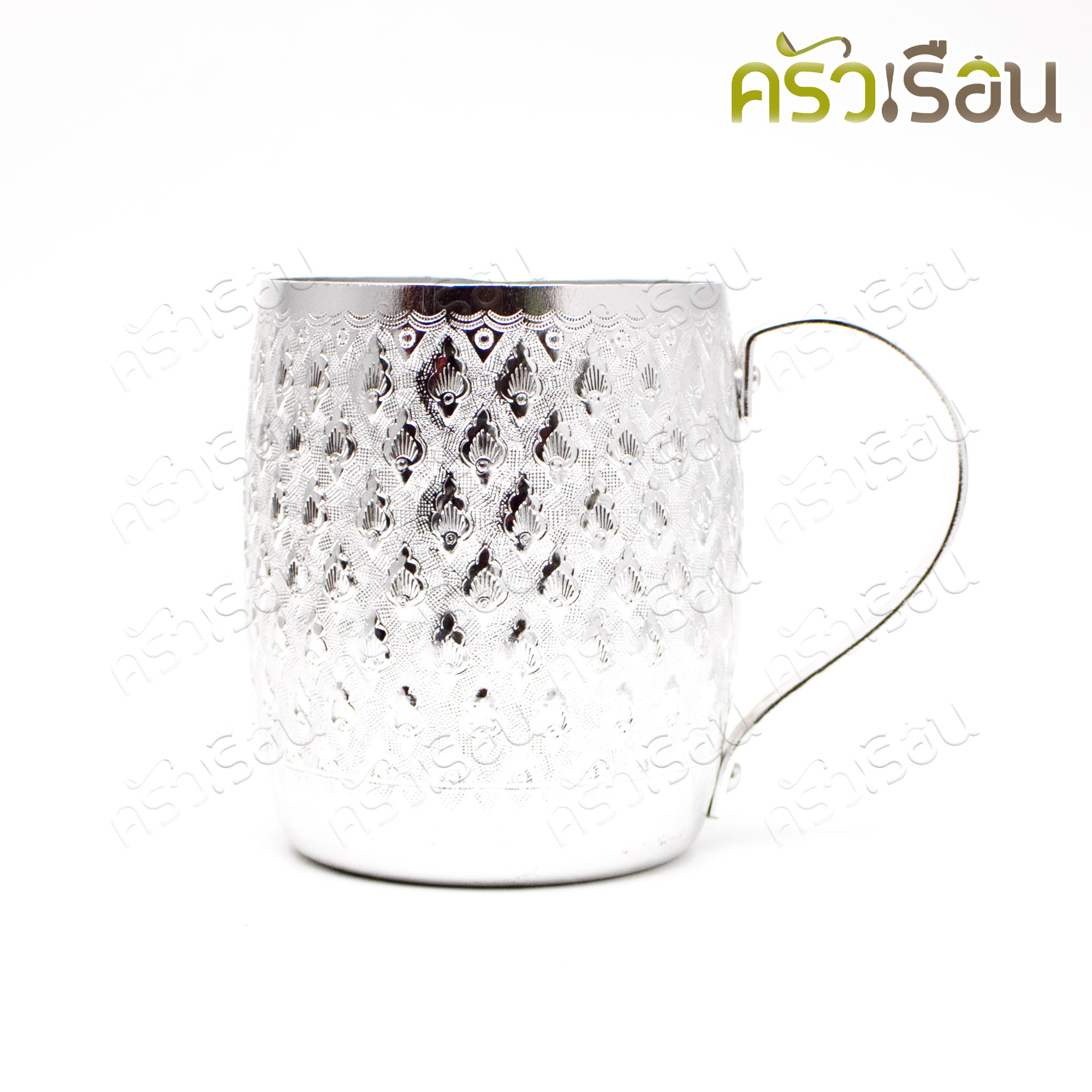 Diamond Brand เหยือกเบียร์ อลูมิเนียม ลายไทย หูแบน 9 ซม. ตราเพชร แก้วน้ำ ถ้วยน้ำ แก้วเบียร์ เหยือกเบียร์ลายไทย