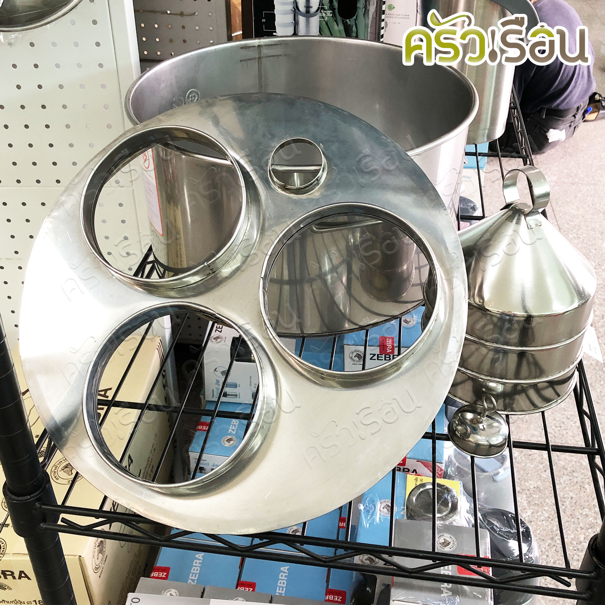 HORSE BRAND หม้อข้าวเกรียบ สเตนเลส 3 ปาก เบอร์ 42 ขนาด 33 ซม. ฝาแหลม ไม่รวมผ้าขาวบาง ตราม้า ข้าวเกรียบปากหม้อ ขนมสาคู