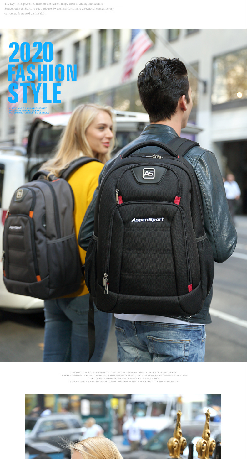 Aspensport กระเป๋าเป้ สะพายหลัง ชาย หญิง Laptop 15-16 นิ้ว รุ่น AS-B22 สีเทา แดง