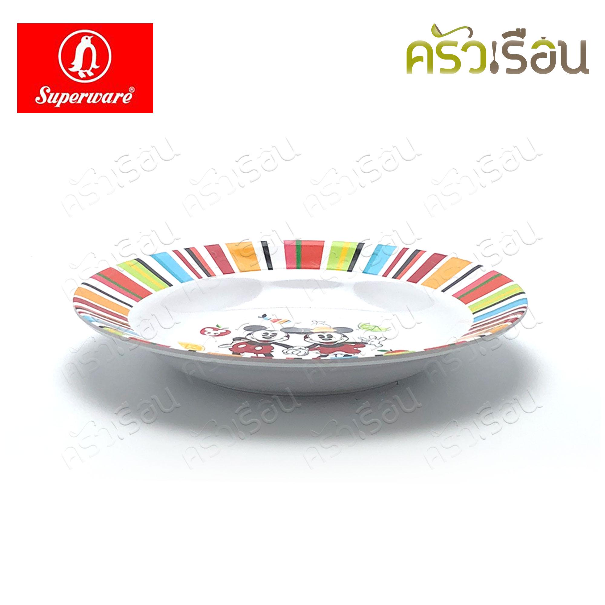 Superware ลาย Mickey Summer Fun มิกกี้ ซัมเมอร์ฟัน [ ราคาต่อชิ้น ] จาน หรือ ชาม หรือ ช้อนส้อม หรือ แก้วน้ำ เมลามีน