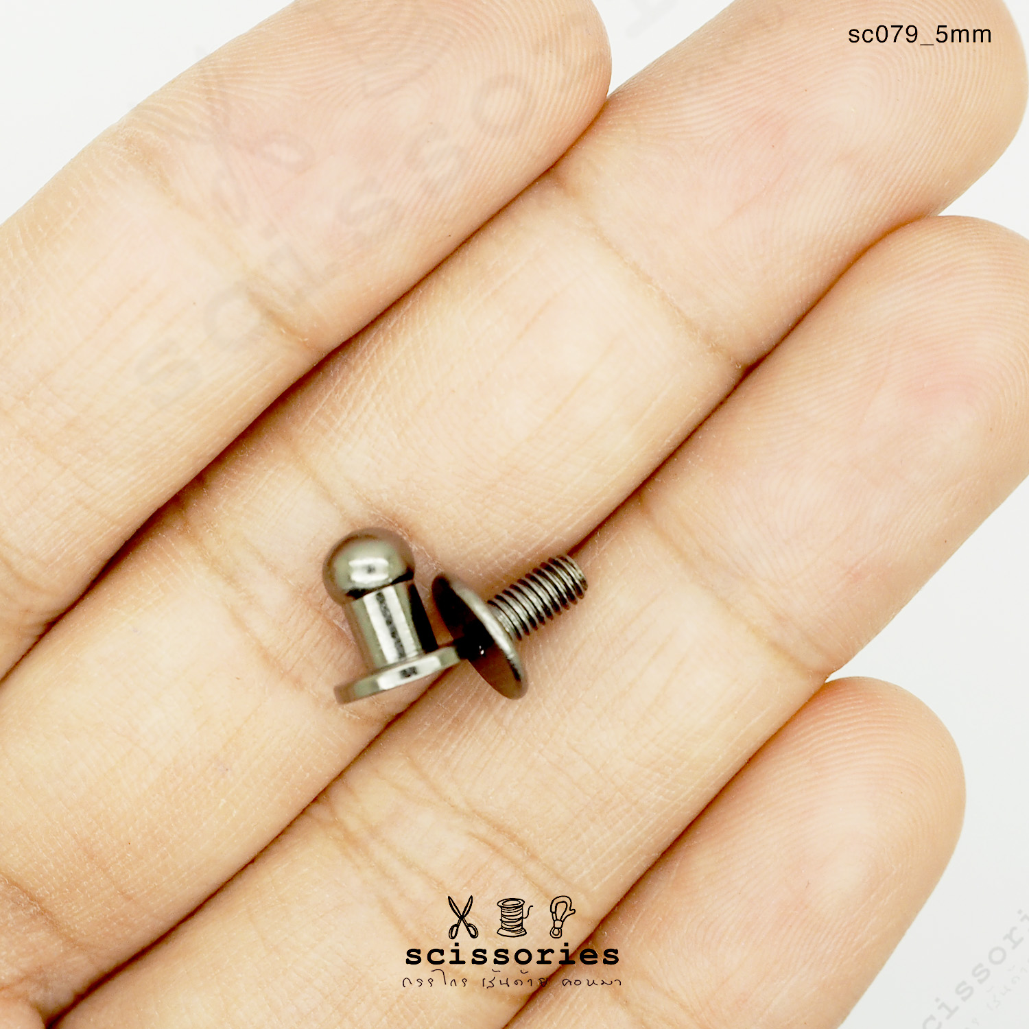 ตุ่มเก๊ะน็อตเกลียว 5mm สีเงิน/2ตัว