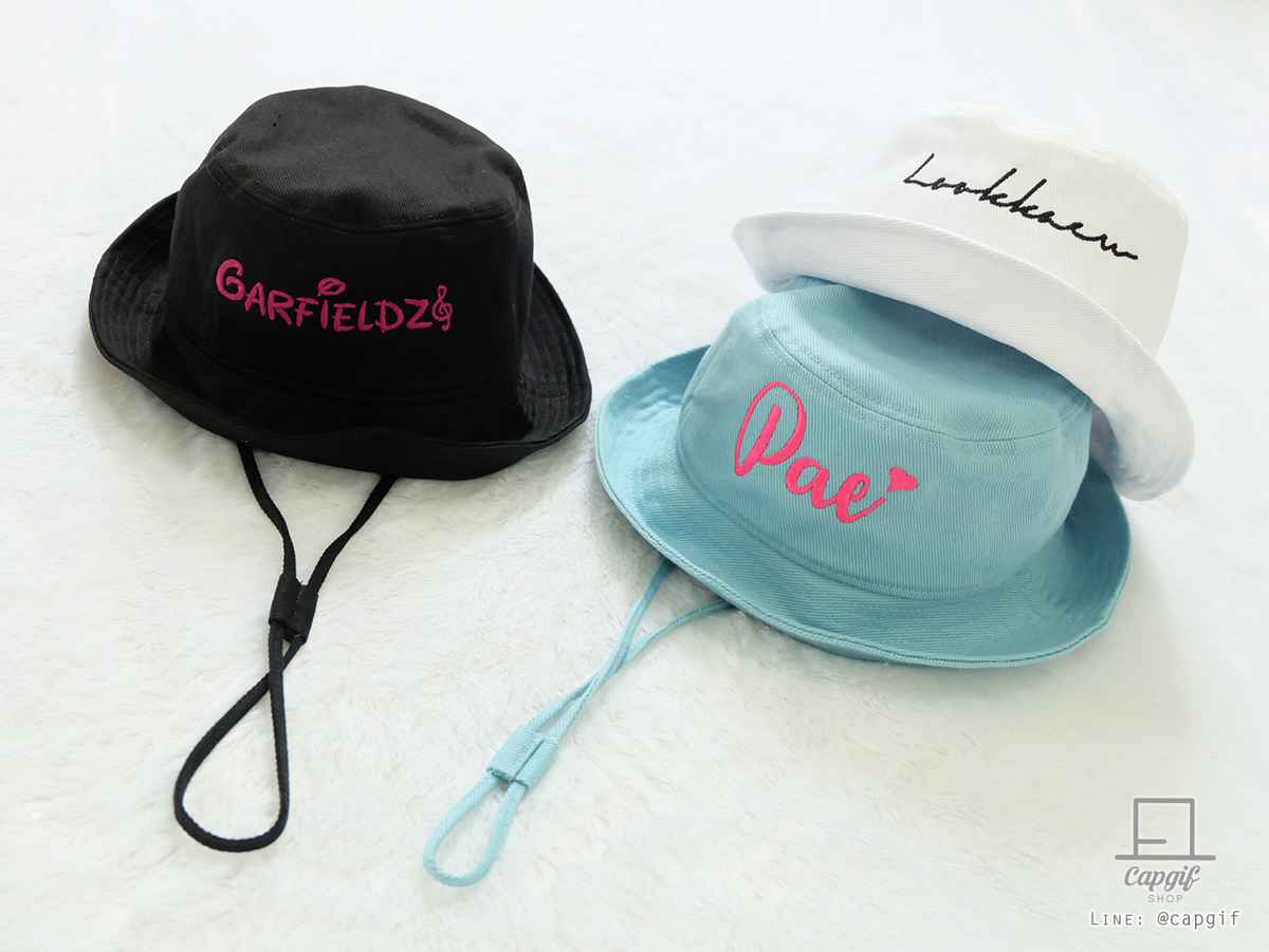 หมวกบักเก็ต(bucket)แบบผูกคาง ปักชื่อ