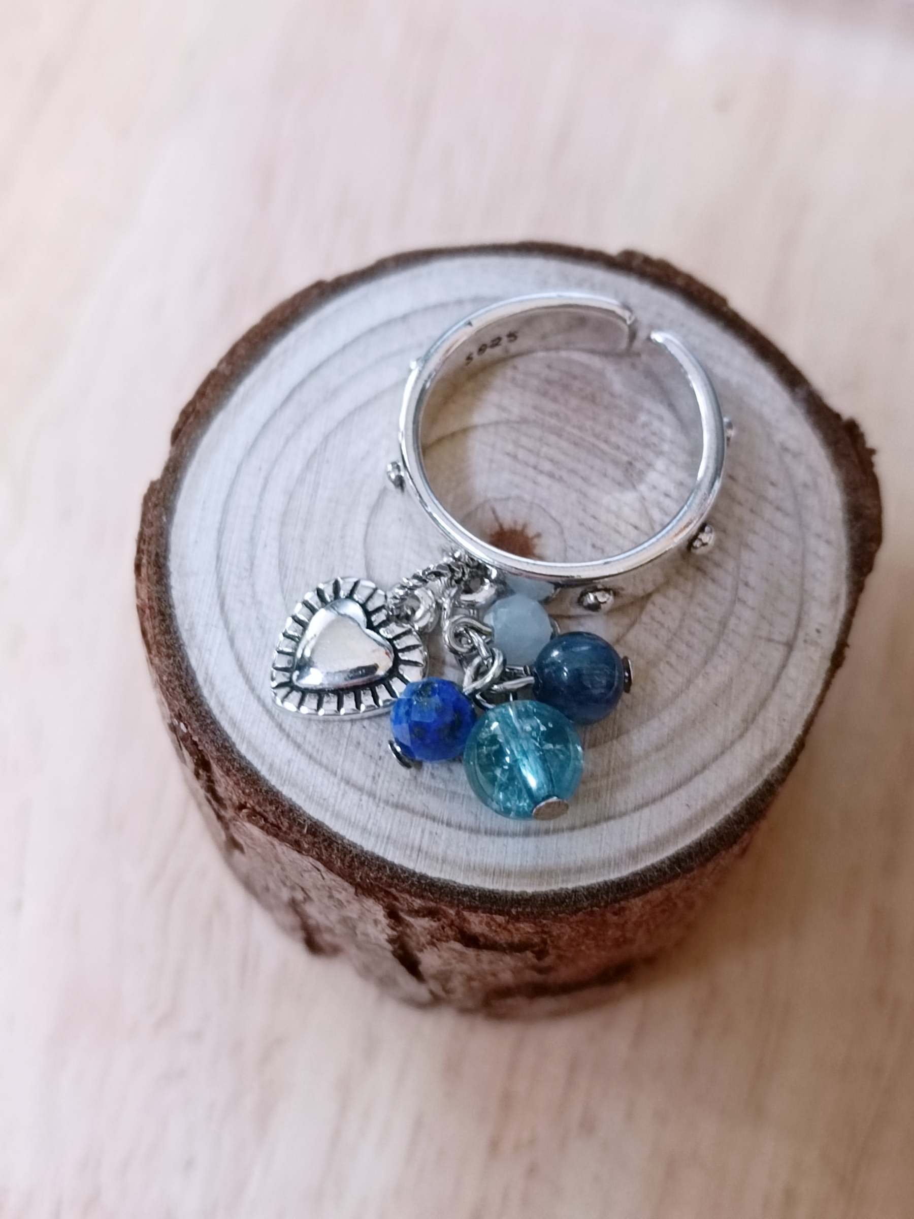 92.5 Sterling Silver "RockMe" Please Ring - แหวนเงินแท้ 92.5 เสริมพลังการสื่อสาร เจรจา (Lapis Lazuli ,Aquamarine ,Blue Topaz)