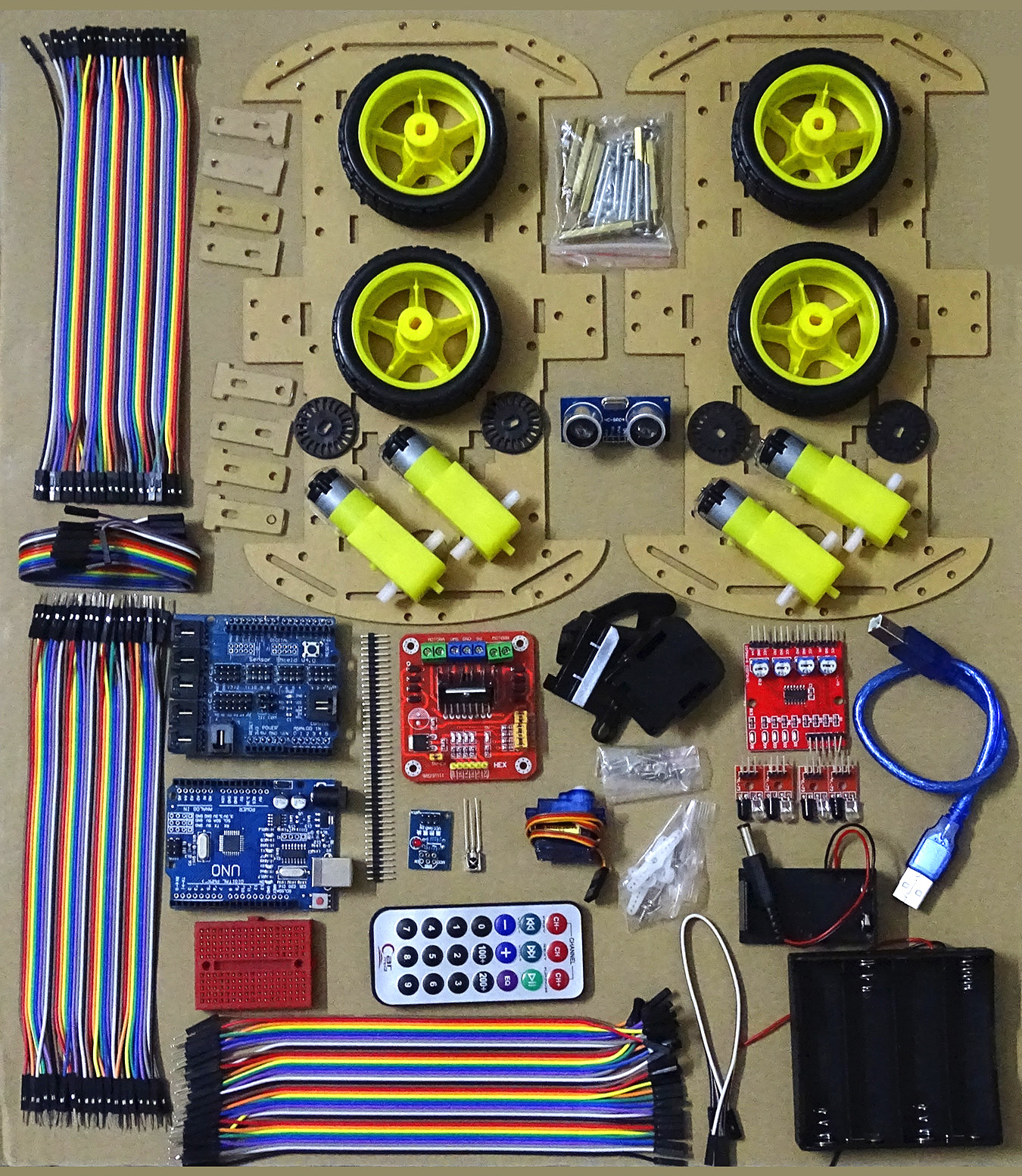 Upgraded version 4WD Robot Car/UNO Project Smart Robot Car Kit with UNO R3/ Ultrasonic /Bluetooth/Remote Educational Toy Car