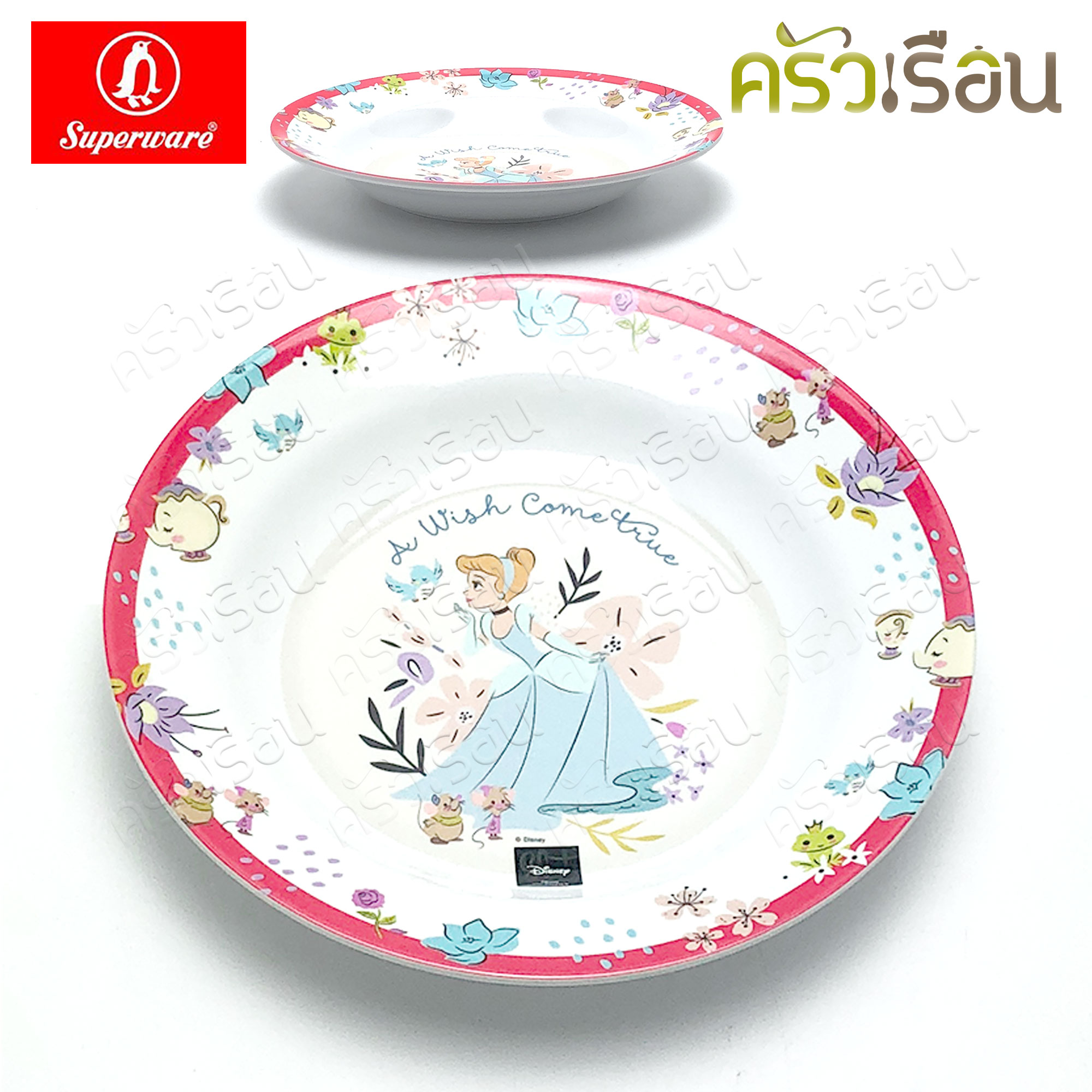 Superware ลาย Heart of Princess เจ้าหญิง Disney [ ราคาต่อชิ้น ] จาน หรือ ชาม หรือ ช้อนส้อม หรือ แก้วน้ำ เมลามีน