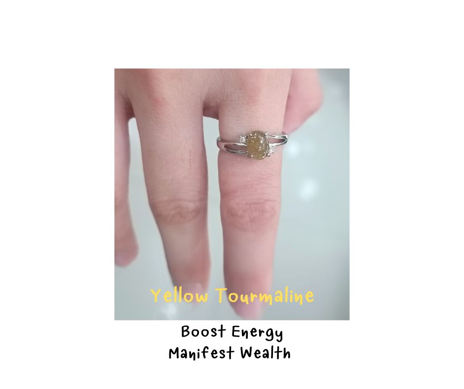 Natural "Yellow Tourmaline" Ring แหวนหินแท้ Yellow Tourmaline (กระตุ้นพลังงาน เสริมความคิดสร้างสรรค์ ฟื้นความสดใส)