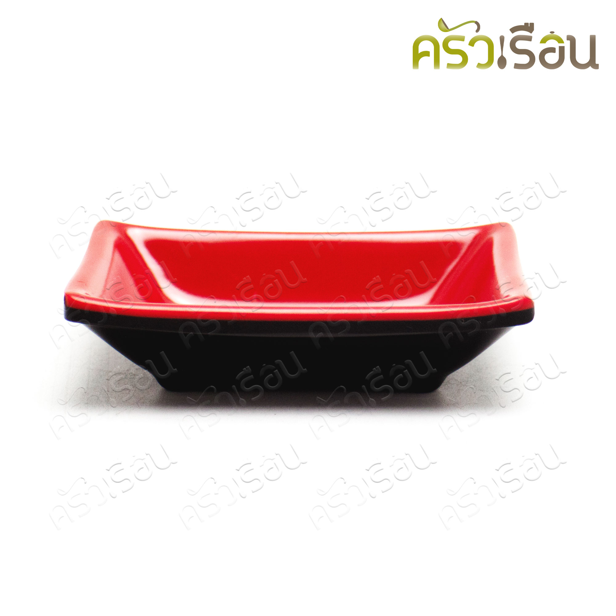 SB ถ้วยน้ำจิ้ม สีเหลี่ยม ทรงญี่ปุ่น เมลามีน สีดำ-แดง 2.5 x 3.5 นิ้ว SB D836-3.5