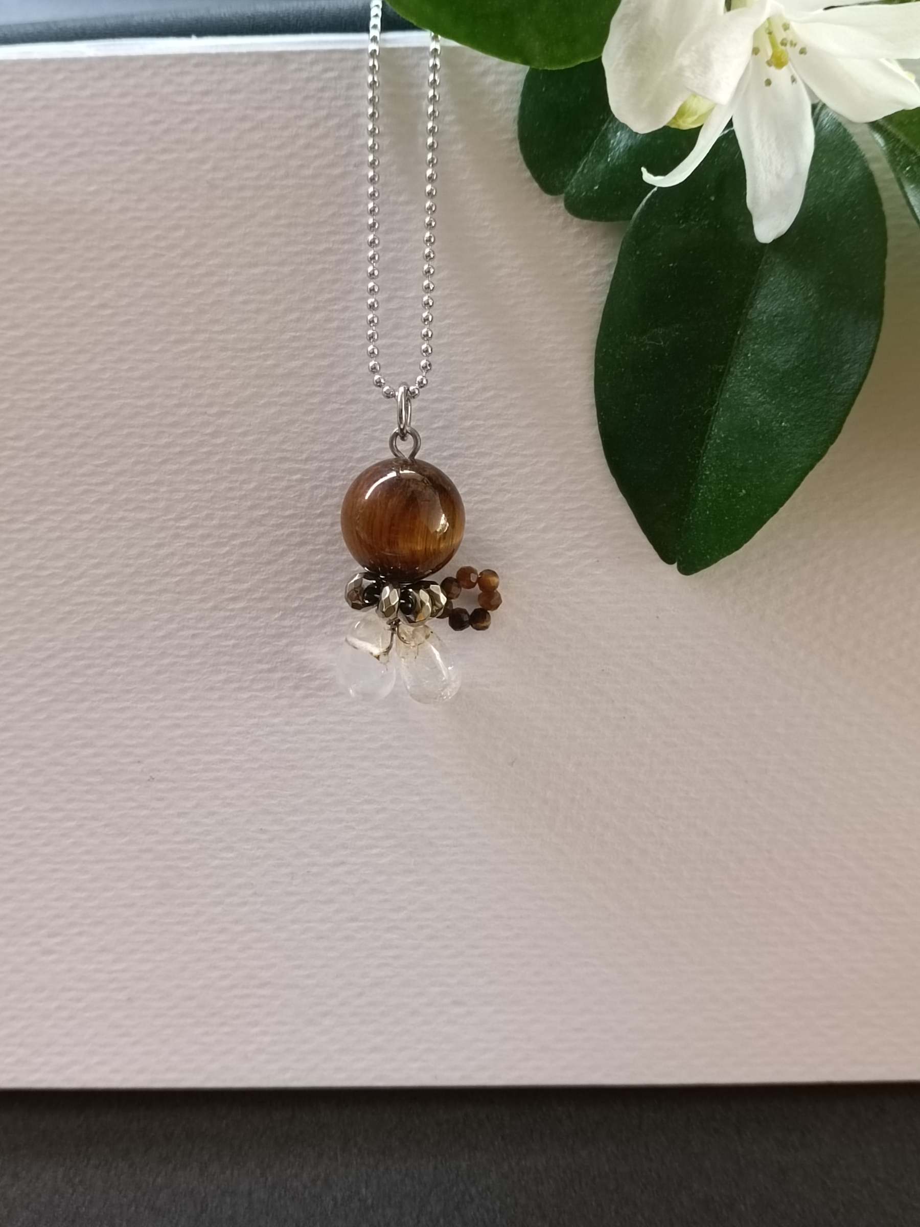 สร้อยคอหินแท้ "Tiger's Eye" หินตาเสือ (ดึงดูดโชคลาภ ปกป้อง คุ้มครอง)