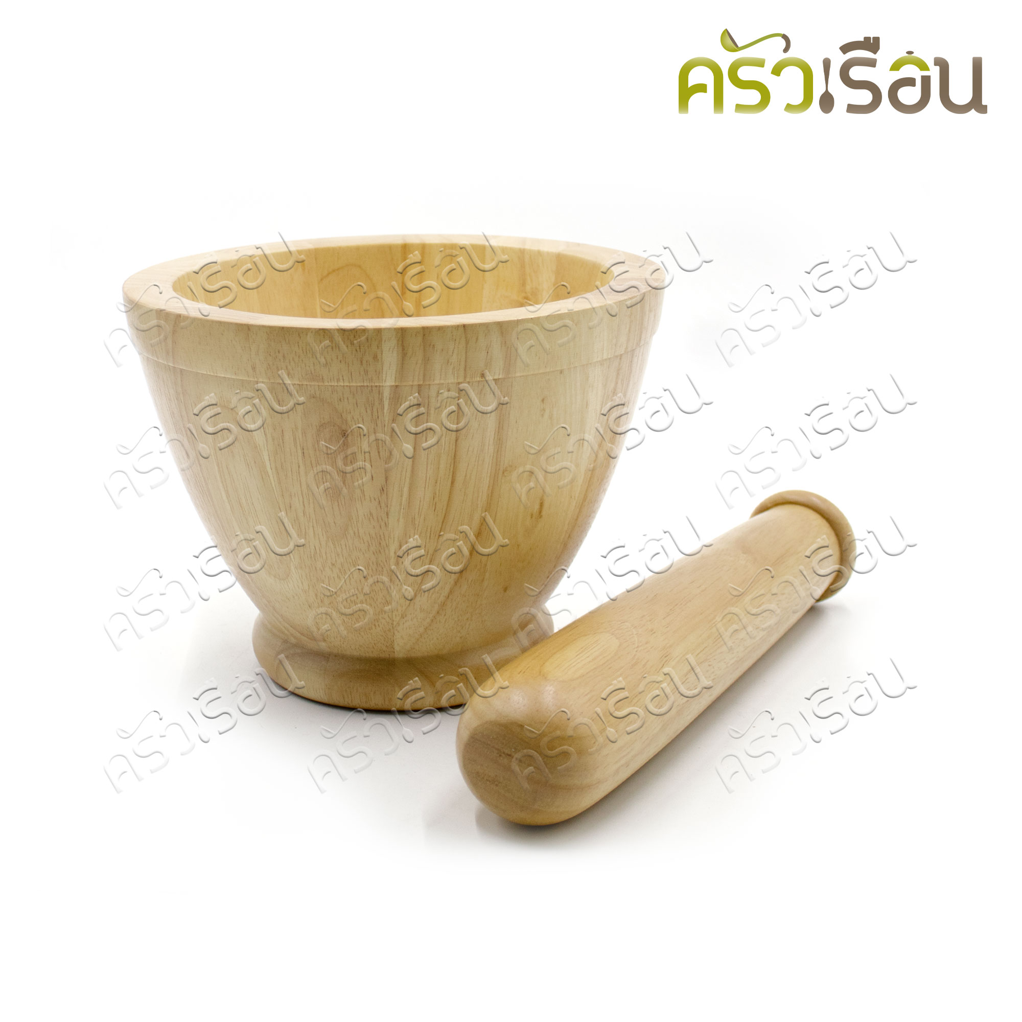 CMG Wooden mortar and pestle, Ø 8 inches H 15.5 cm. (rubber wood)