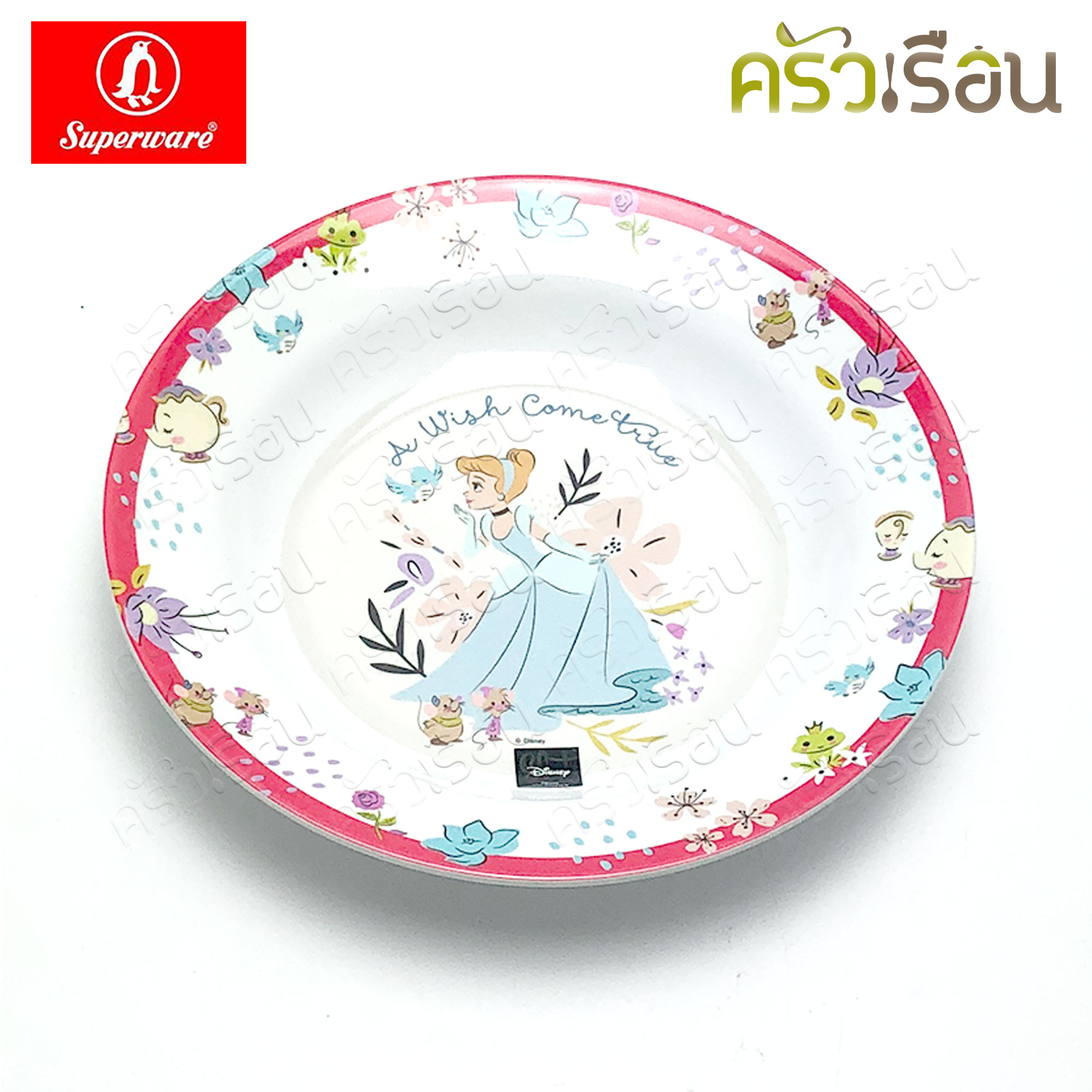 Superware ลาย Heart of Princess เจ้าหญิง Disney [ ราคาต่อชิ้น ] จาน หรือ ชาม หรือ ช้อนส้อม หรือ แก้วน้ำ เมลามีน