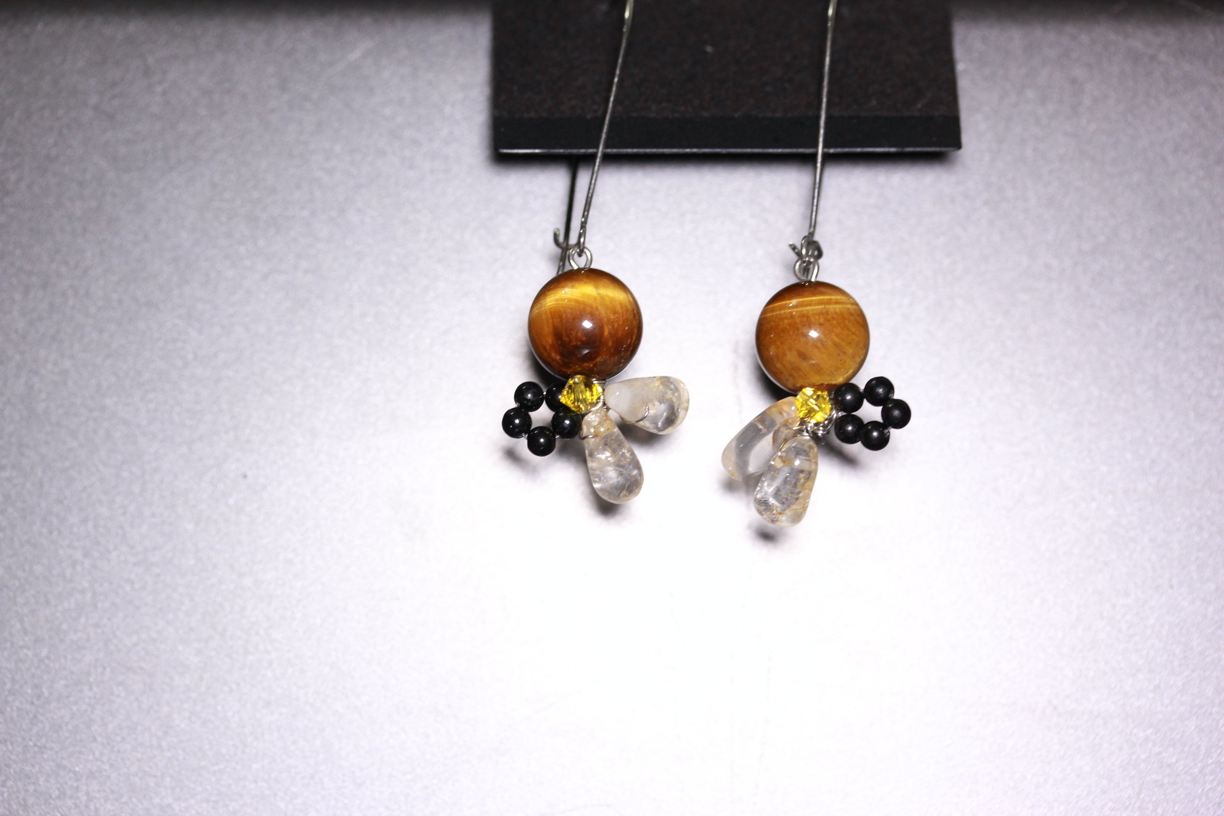 ต่างหูหินแท้ Tiger's Eye + Citrine Earring (Money Magnet)