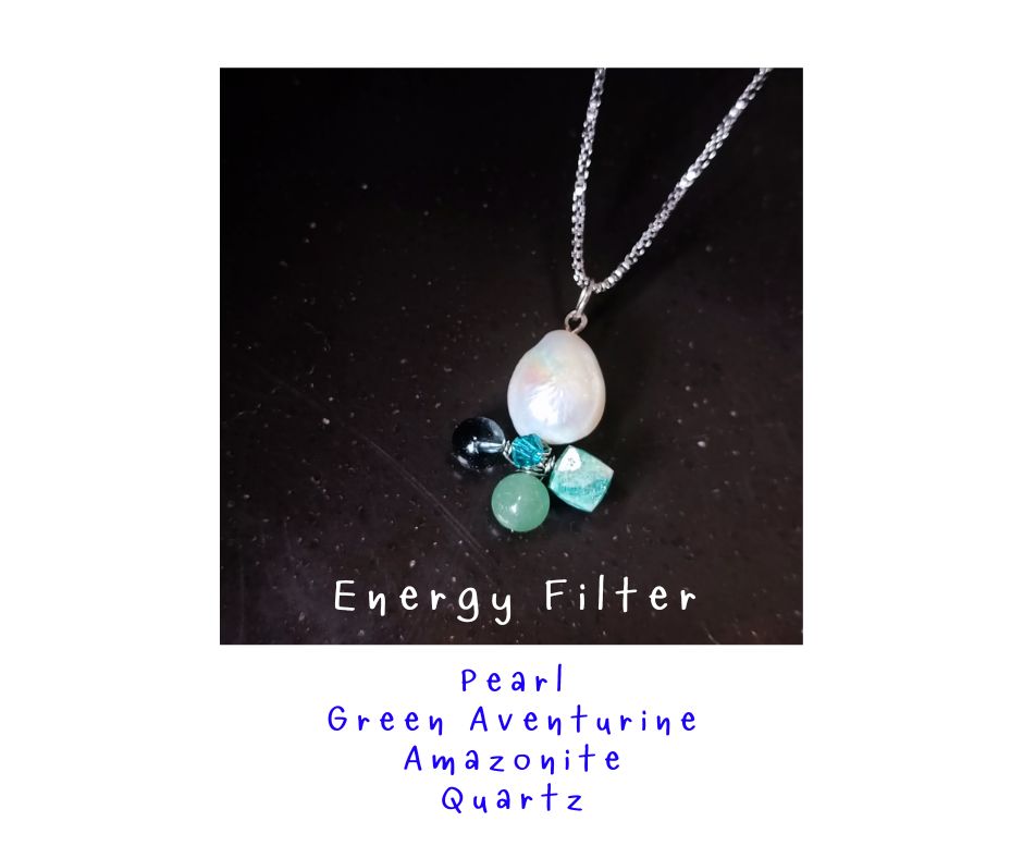 สร้อยจี้มุกแท้ ทรงบารอค ประดับหินแท้ Amazonite +Green Aventurine Natural Baroque Pearl Pendant Necklace
