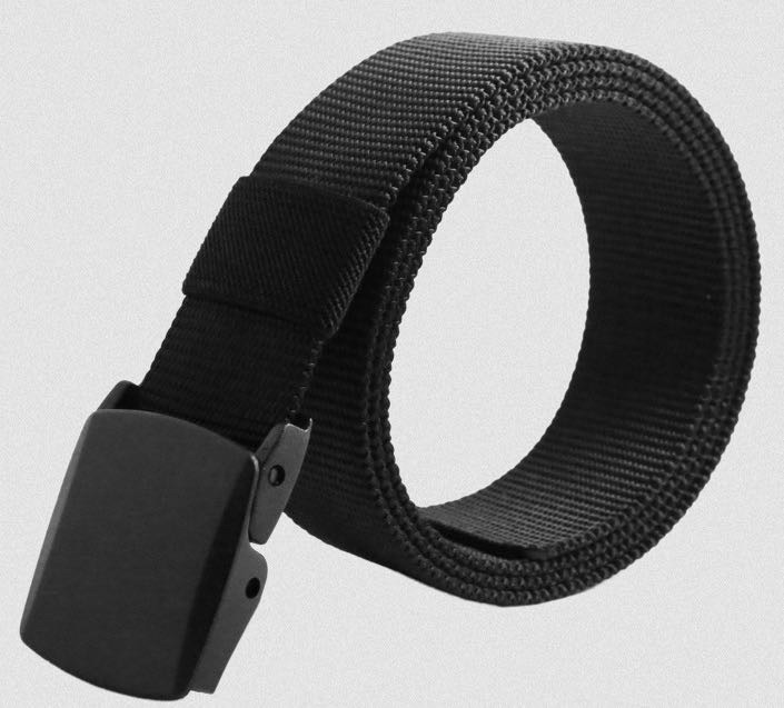 เข็มขัด Soilder Belt ผ้า Canvas อย่างดี หัวพลาสติดหนา เบาสบาย แบนด์ Janvoz สีดำ