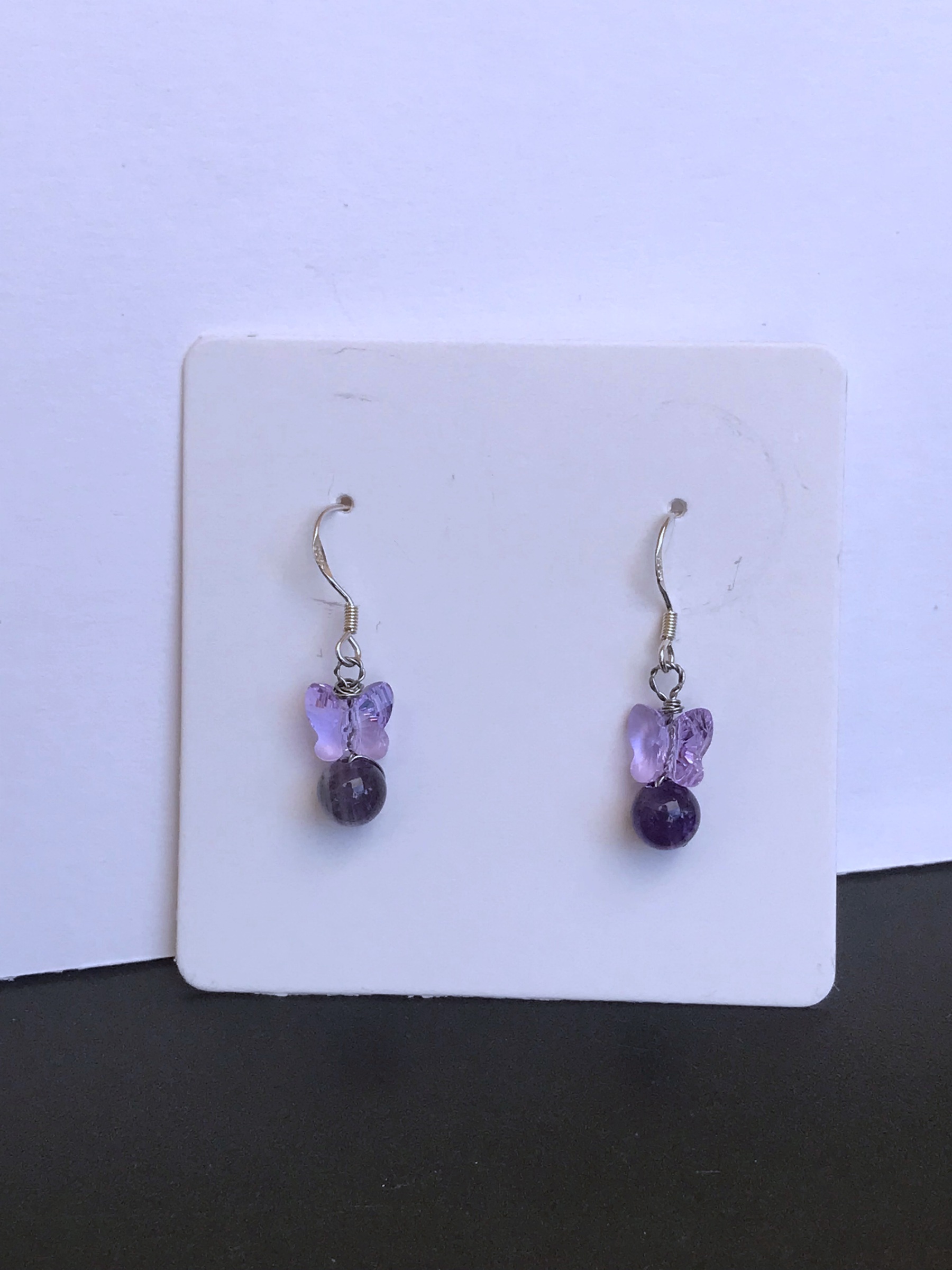 925 Sterling Silver " Lovely Butterfly " Crystal Earring ต่างหูเงินแท้ ประดับผีเสื้อ