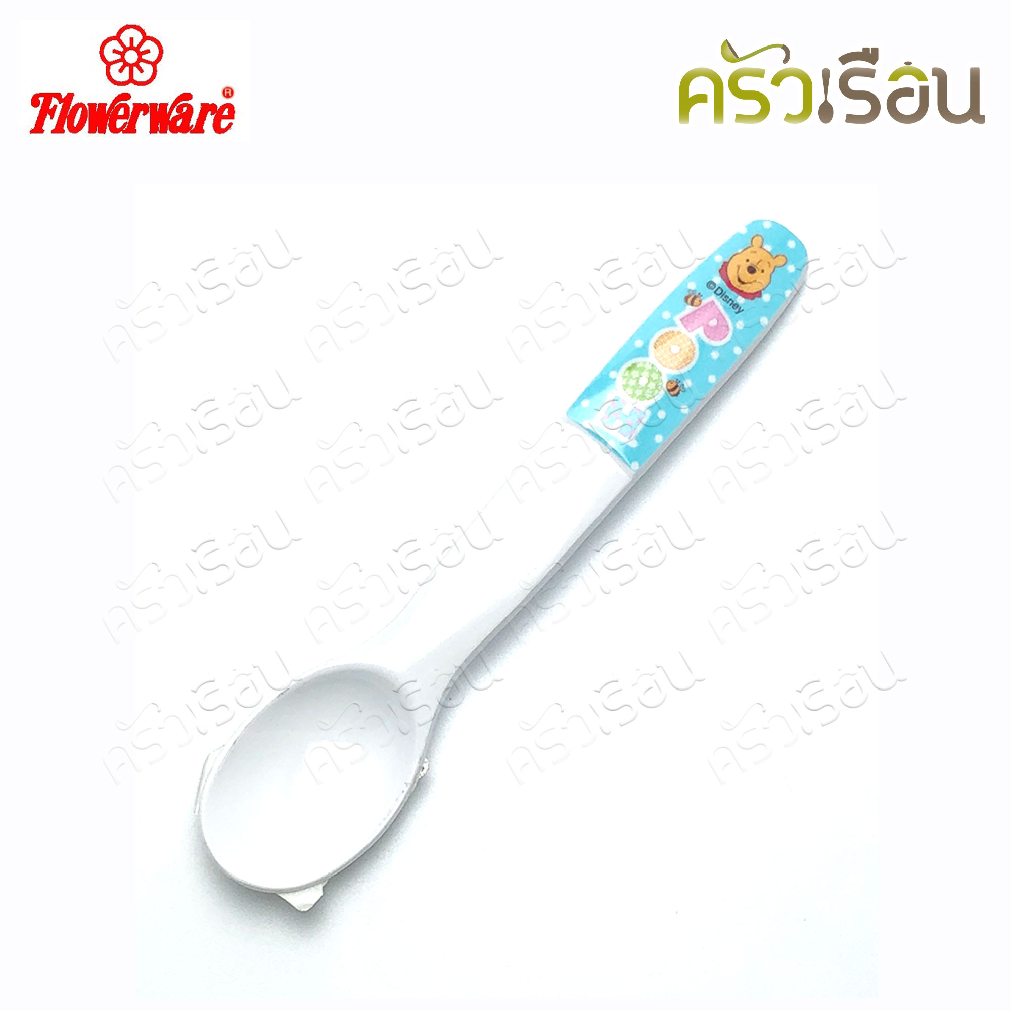 Flowerware ลาย Pooh Blue Spot white หมีพูห์ พูห์ บลู สปอต ไวท์ [ ราคาต่อชิ้น ] ชาม หรือ แก้วน้ำ หรือ ถาดหลุม เมลามีน