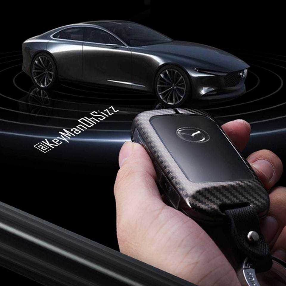 เคสโลหะรีโมทรถ New MAZDA 2020 (Kevlar Alloy Key Cover with PC Push button Guard) Mazda Key Sets CX3, CX5, CX30, All new SkyActiv Smart Key 2, 3 และ 4 ปุ่ม สามารถใส่ได้