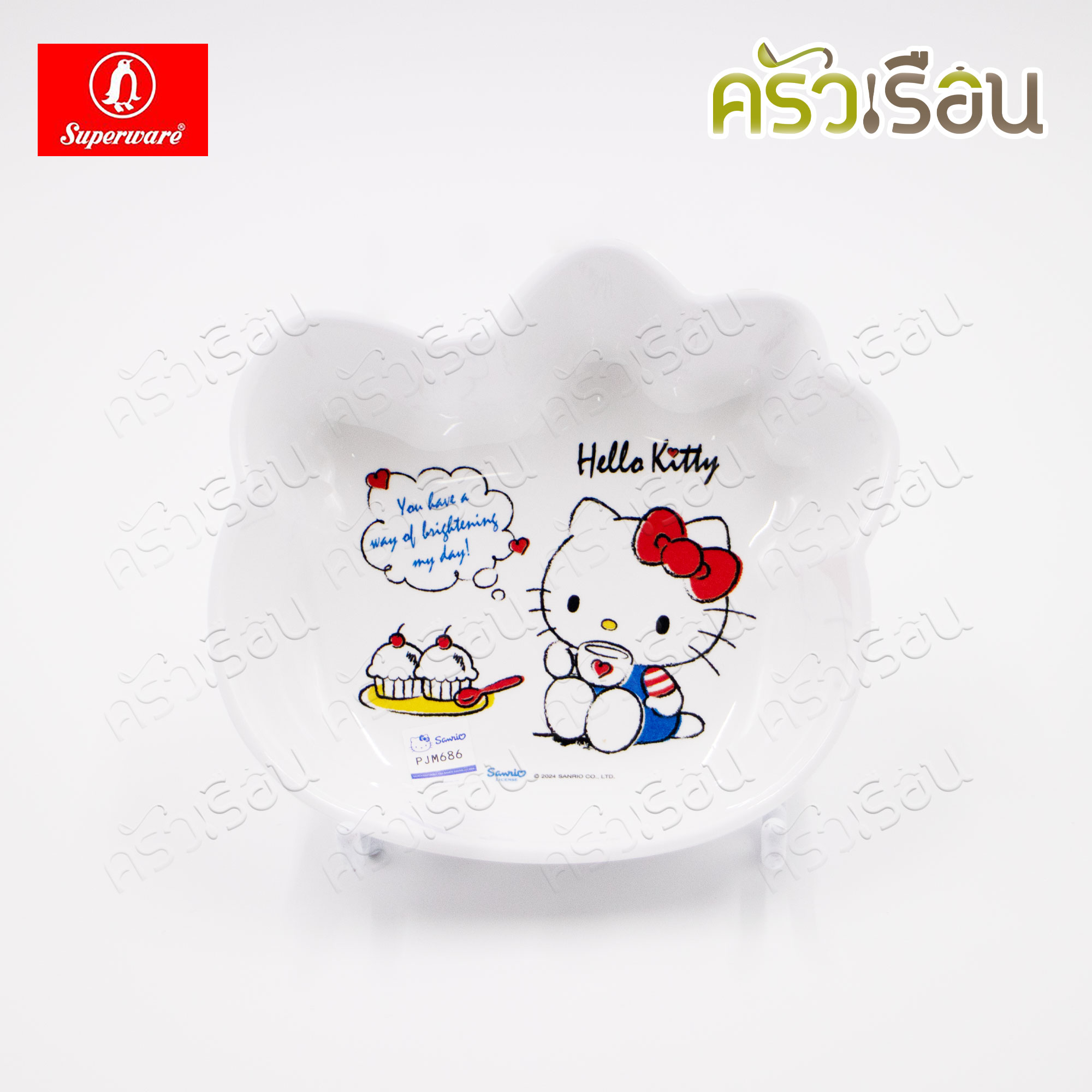 Superware ลาย คิตตี้ ฟรีบ็อกซ์ [ ราคาต่อชิ้น ] จาน หรือ ชาม หรือ ช้อนส้อม หรือ แก้วน้ำ เมลามีน Kitty Free Box