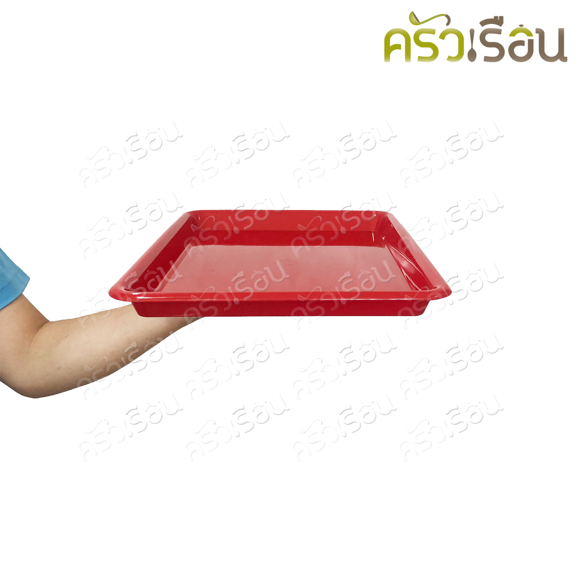 Nam Ngai Hong ถาดเหลี่ยม พลาาสติก ไม่พิมพ์ลาย แดง ใหญ่ 31 x 41 x 3 ซม. 440 ตรากระเช้า