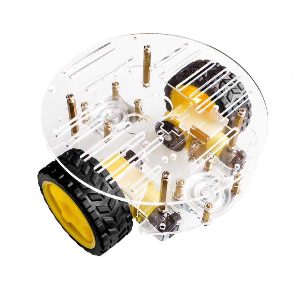 1Set 2WD Mini Round Double-Deck Smart Robot Car Chassis DIY Kit Tracing Strong Magnetic Motor Car rt-4