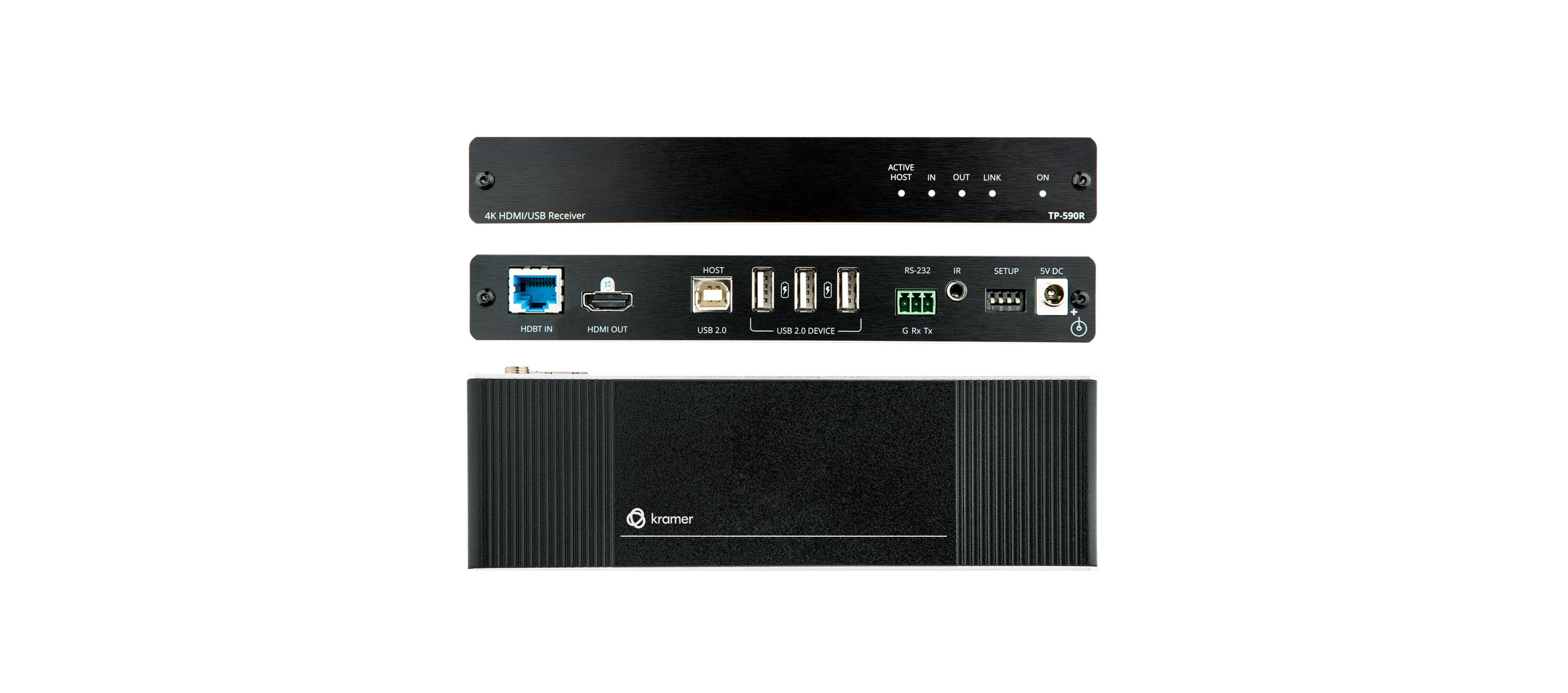 Kramer TP-590R 4K60 4:2:0 HDMI Receiver with USB, RS–232, & IR over Long–Reach HDBaseT 2.0