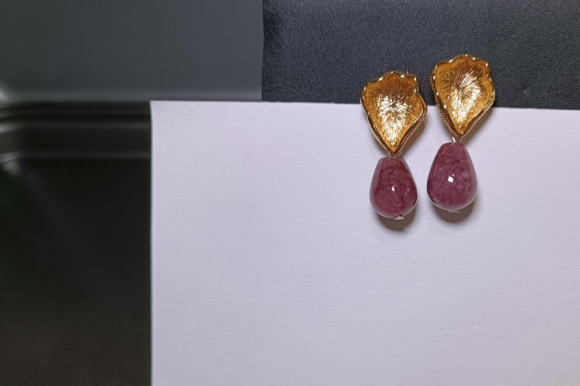 "14K" Lepidolite Earring ต่างหูเลปิโดไลต์ (Emotional Healer)