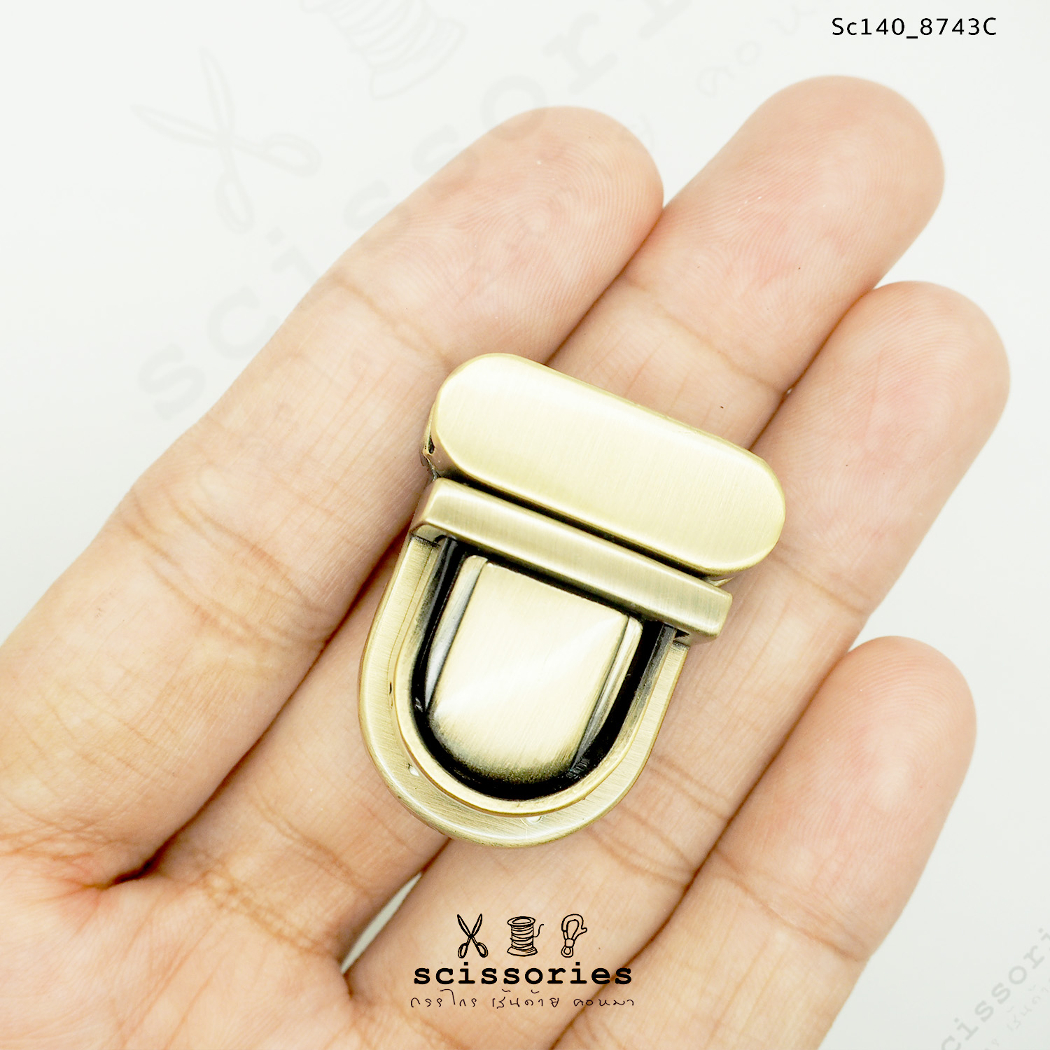 ตัวล็อคกระเป๋า 1ตัว สีเหลืองขัด brush gold