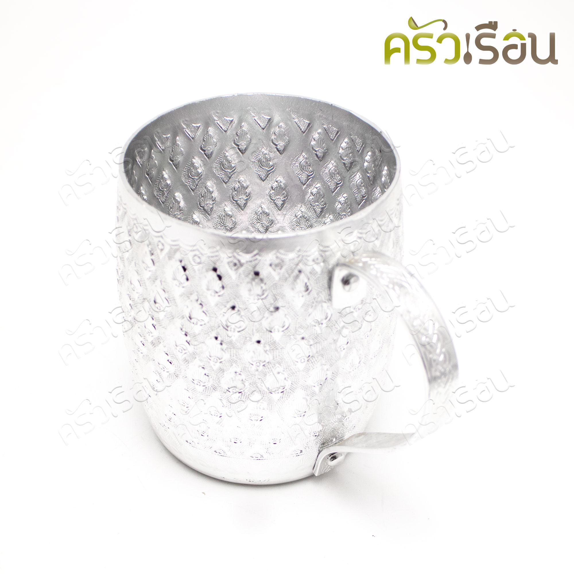 Diamond Brand เหยือกเบียร์ อลูมิเนียม ลายไทย หูแบน 9 ซม. ตราเพชร แก้วน้ำ ถ้วยน้ำ แก้วเบียร์ เหยือกเบียร์ลายไทย