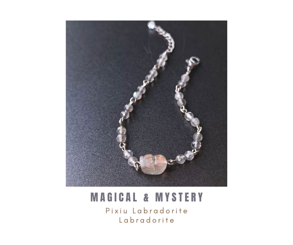 สร้อยข้อมือหินแท้ "Connected" Labradorite Pixiu Bracelet (Good Fortune และ ความสำเร็จ)