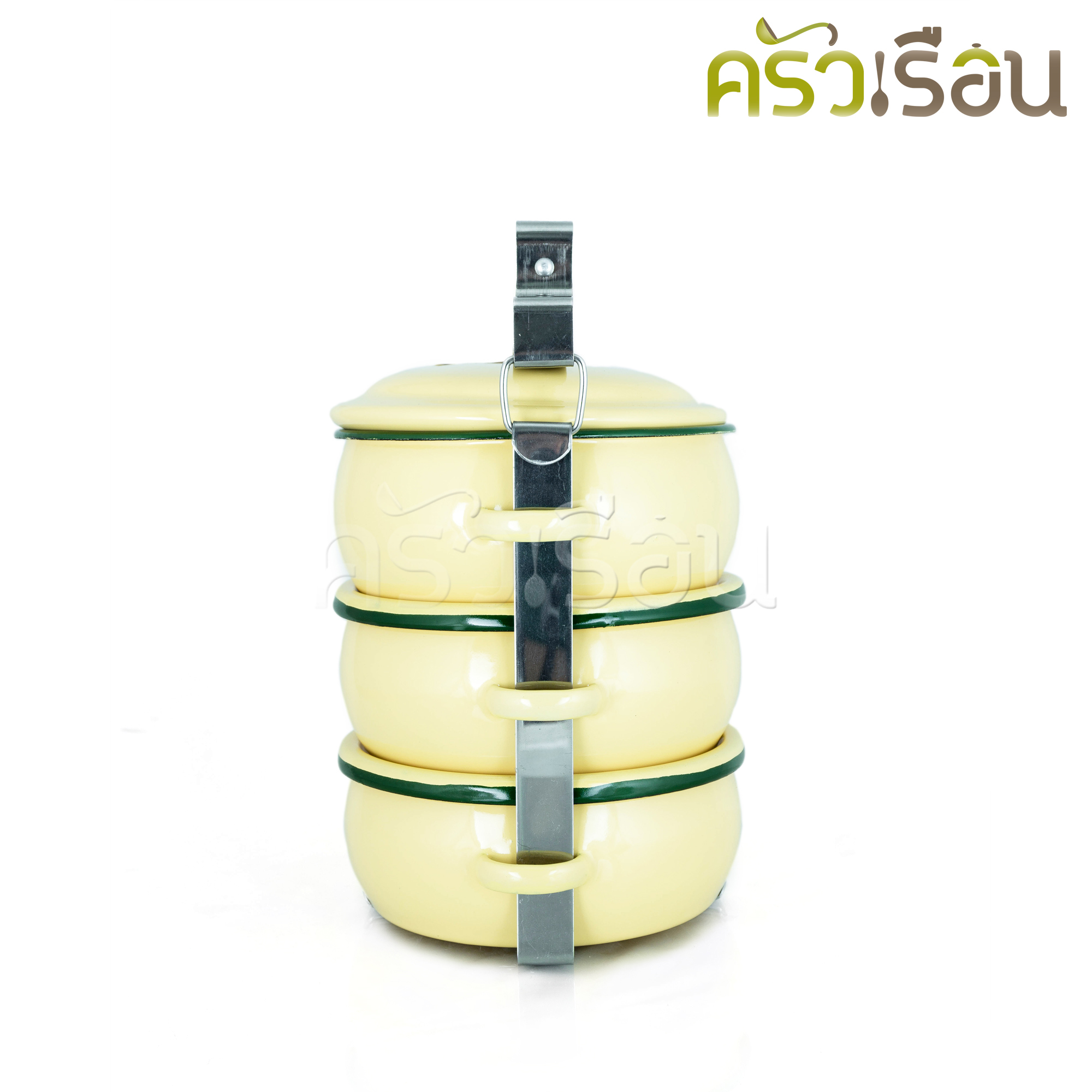 Rabbit Brand ปิ่นโตเคลือบ รุ่นสุขสันต์ 12 ซม. 3 ชั้น ตรากระต่าย