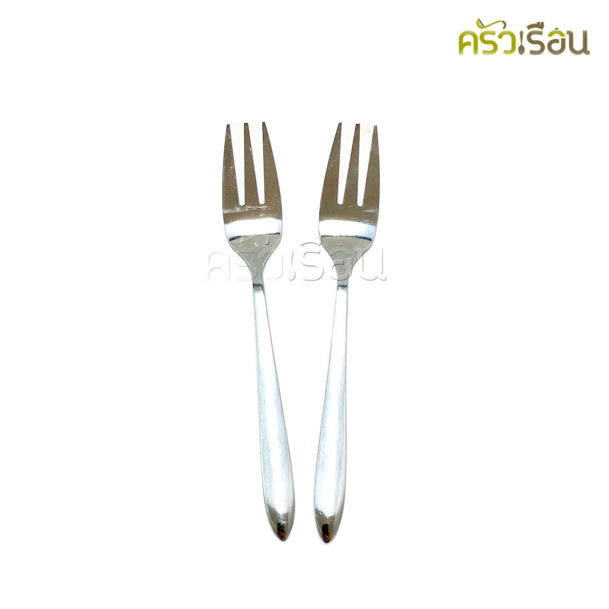 Double Apples ส้อมขนม สเตนเลส ลายไผ่,เรียบ ขนาด 13.9 ซม. ตราแอปเปิ้ลคู่ แพ็ค 2 ชิ้น