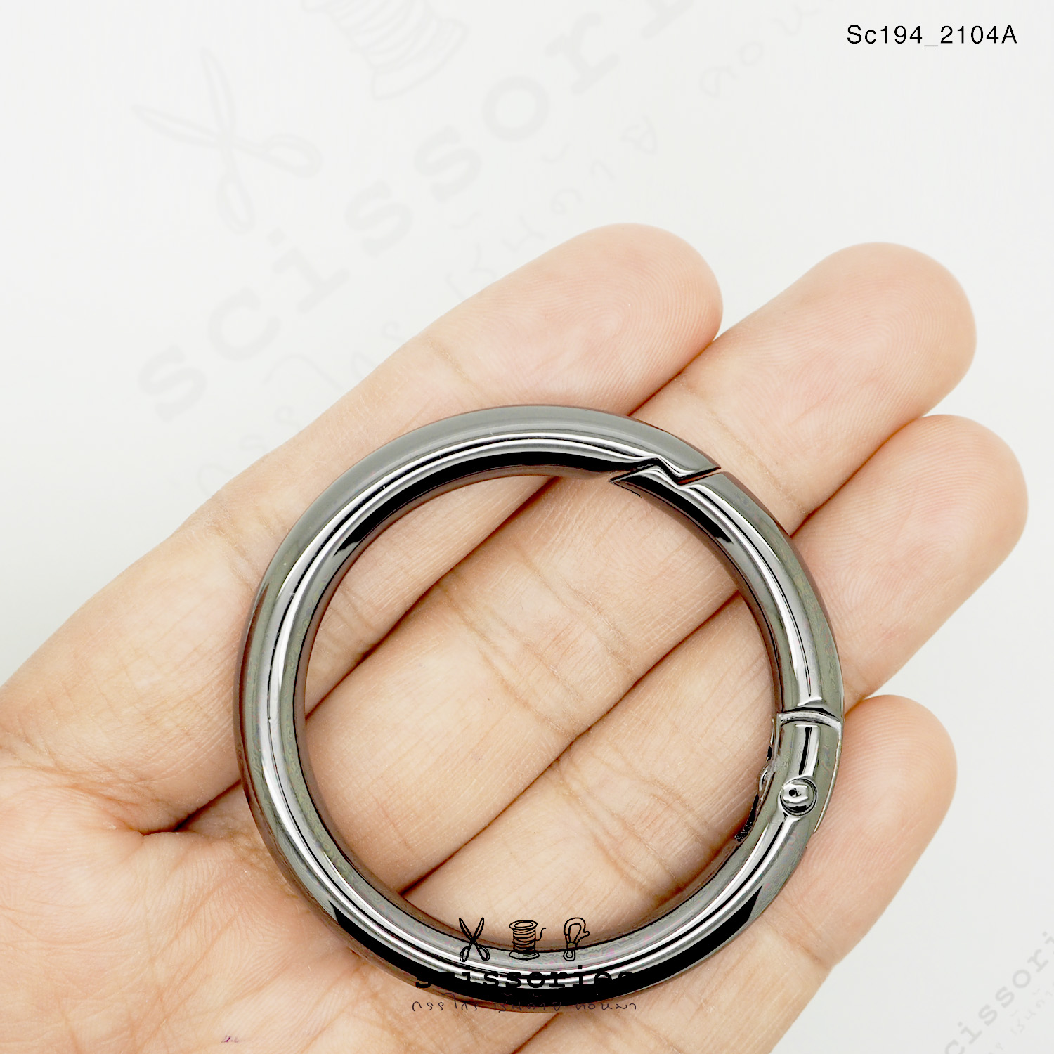 ห่วงกลม 1.5 นิ้ว ง้างได้ สีดำ/2ตัว