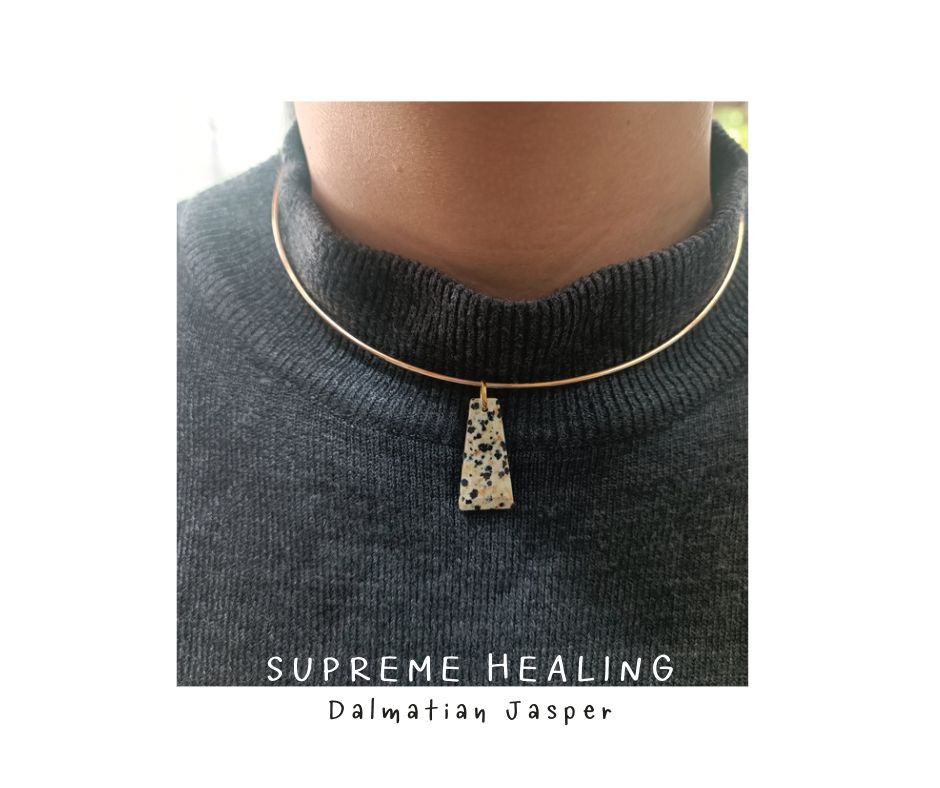 สร้อยWire Collar พร้อมจี้ Dalmatian Jasper Choker Necklace (Self-Love Self Healing)