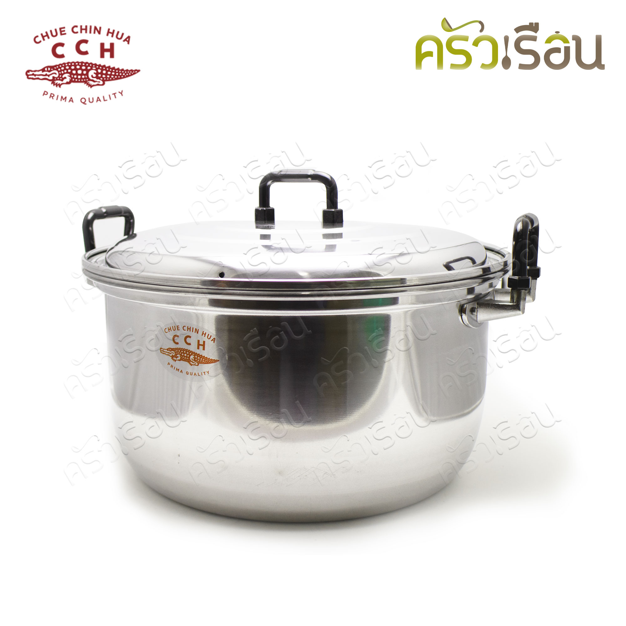 จระเข้ หม้อสองหู D หูใหญ่ หนา 38 ซม. ความจุ 25 ลิตร หม้อต้ม หม้อวัด