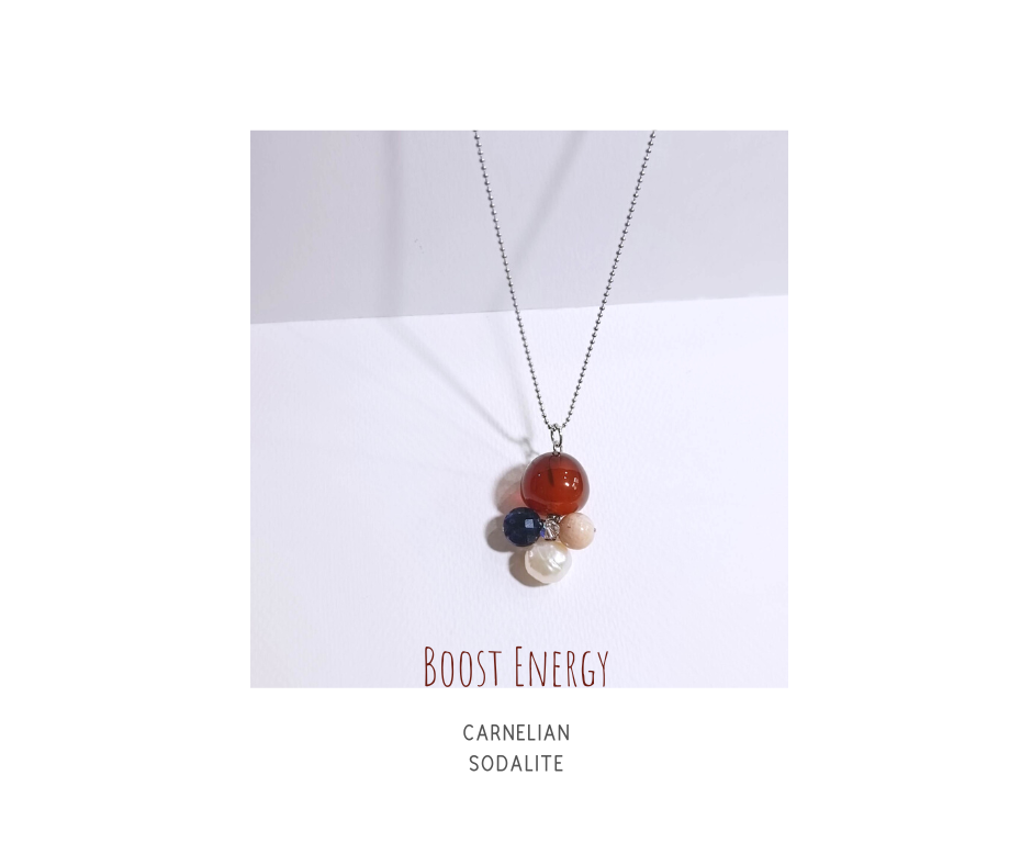 จี้หินแท้ Carnelian พร้อมสร้อย Carnelian Pendant Necklace (เสริมพลังความคิดสร้างสรรค์)