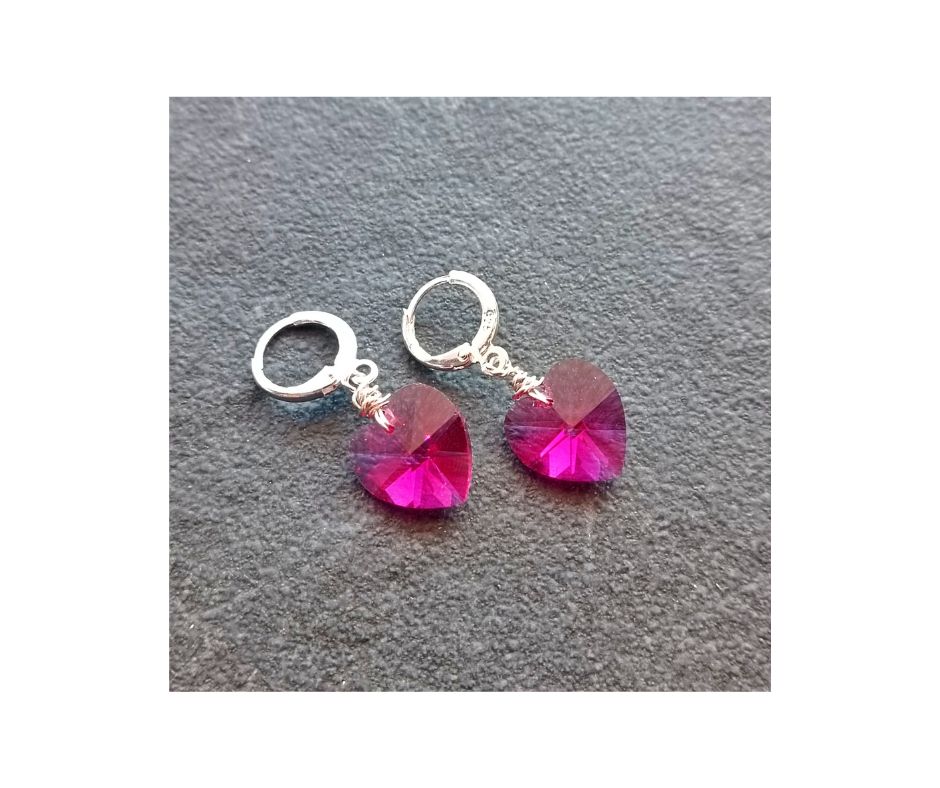 ต่างหูห่วง 92.5 Sterling Silver "Sweetheart " Crystal Earring