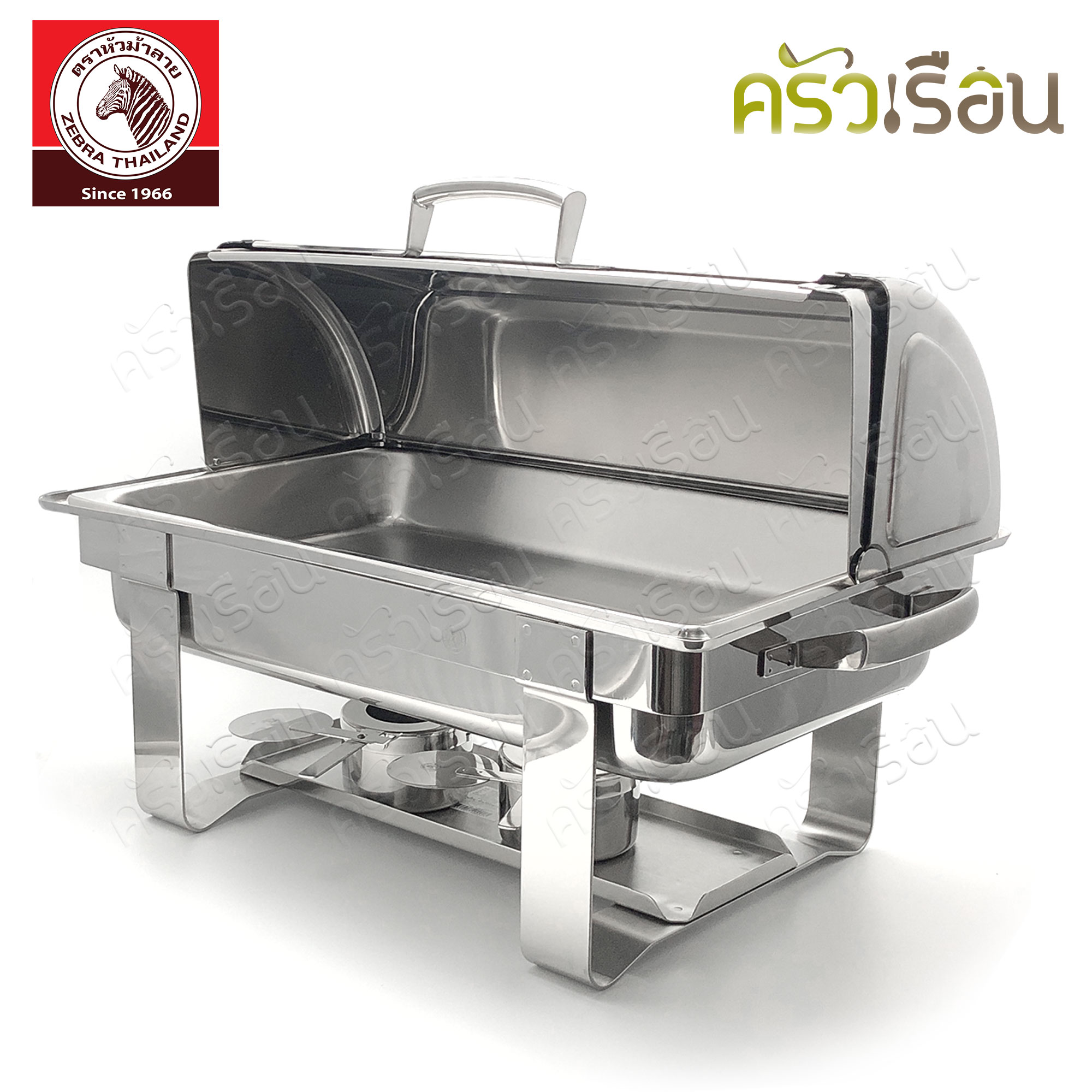 [ ตัวโชว์ ทักแชทเพื่อขอดูรูปสินค้าจริงค่ะ ] Zebra ชุดอ่างอุ่นใหญ่ 50 ซม. Extra ตราหัวม้าลาย 140002 ที่อุ่นอาหาร บุฟเฟ่ ฝาค้าง ฝาโค้ง
