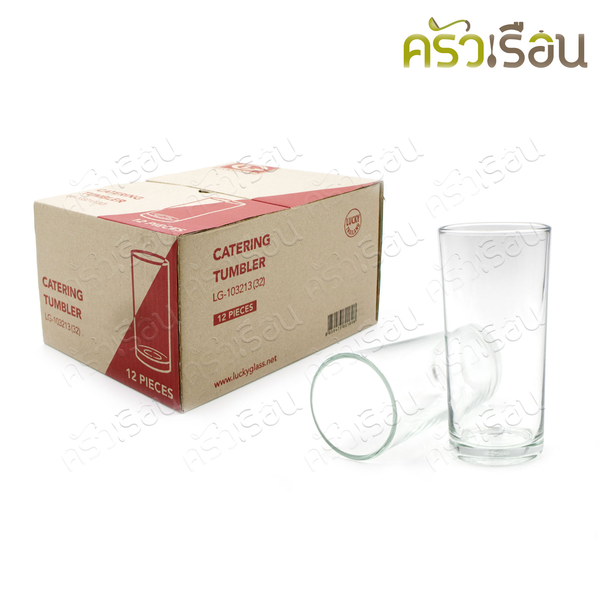LUCKY GLASS [ยกโหล=12ใบ] แก้วน้ำ 12.2 ออนซ์ / 350 ml. LG-103213 (32) Catering Tumbler TD 6.7 x BD 6.0 x H 14.5 cm.