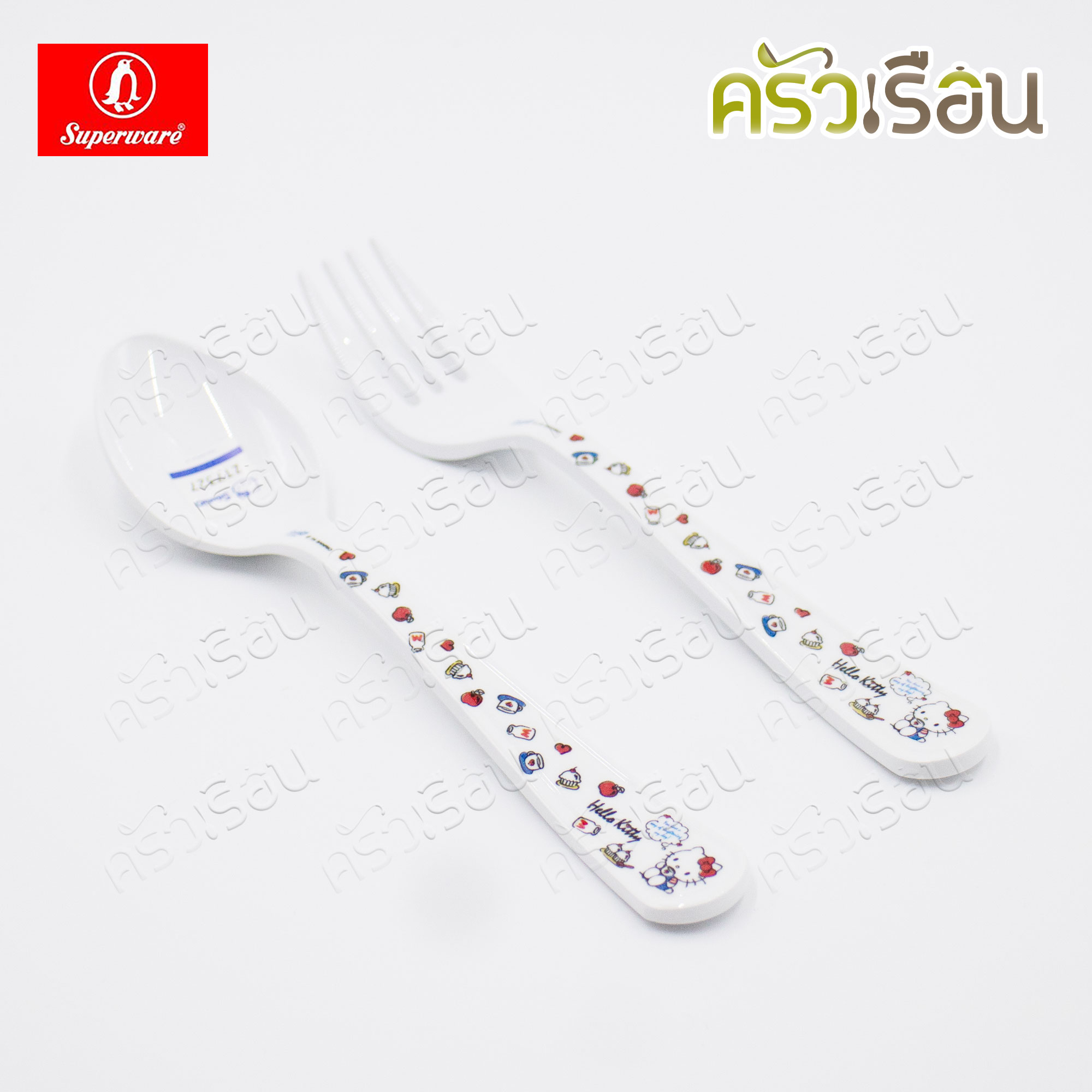 Superware ลาย คิตตี้ ฟรีบ็อกซ์ [ ราคาต่อชิ้น ] จาน หรือ ชาม หรือ ช้อนส้อม หรือ แก้วน้ำ เมลามีน Kitty Free Box