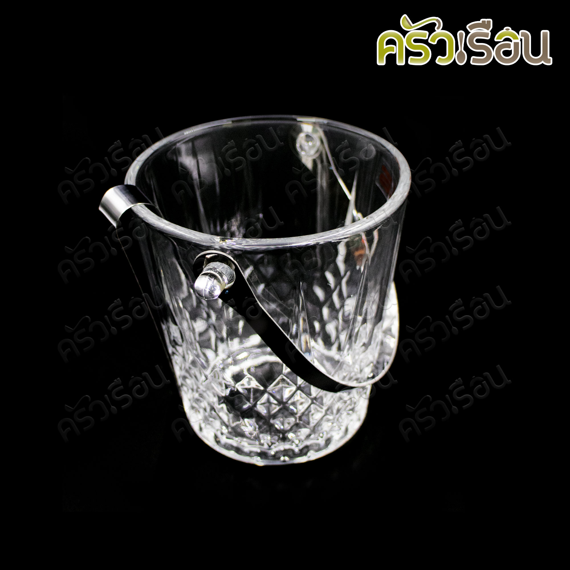 US ถังน้ำแข็งแก้ว พร้อมที่คีบสเเตนเลส 12.5 x 13.3 ซม.. IB-1000