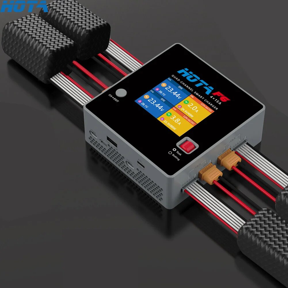 F6 Hota 1000W 250Wx4 15Ax4 Lipo LiIon NiMH LiPo แบตเตอรี่ USB-A Type-C สำหรับโดรน แล็ปท็อป แท็บเล็ต อุปกรณ์โดรน Drone