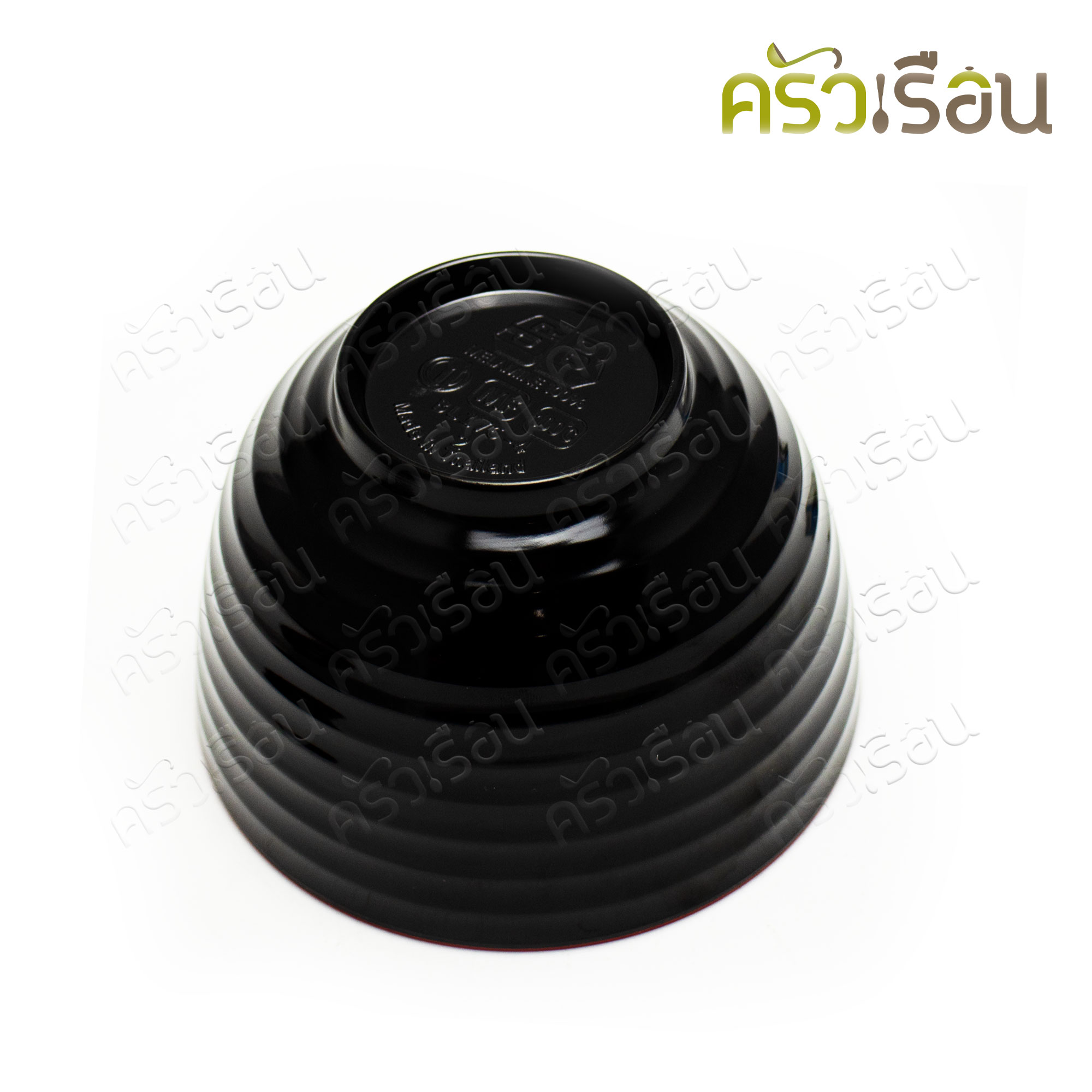 SB ถ้วยซุป มิโซะ เมลามีน มีลอน พร้อมฝา 4 นิ้ว 9 x 6.5 ซม. สีดำ-แดง BL176-4 ถ้วยมิโซะ ชามญี่ปุ่น