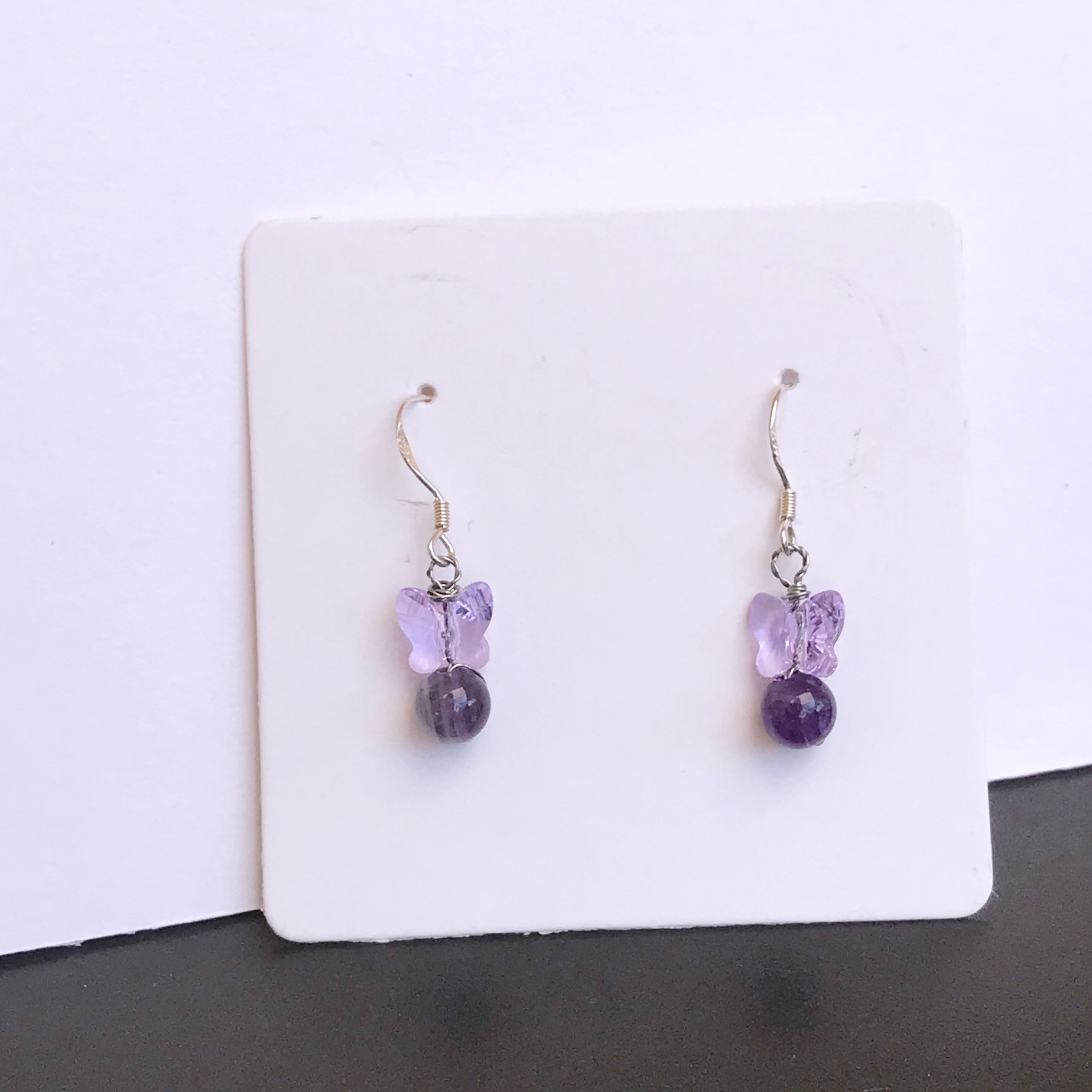 925 Sterling Silver " Lovely Butterfly " Crystal Earring ต่างหูเงินแท้ ประดับผีเสื้อ