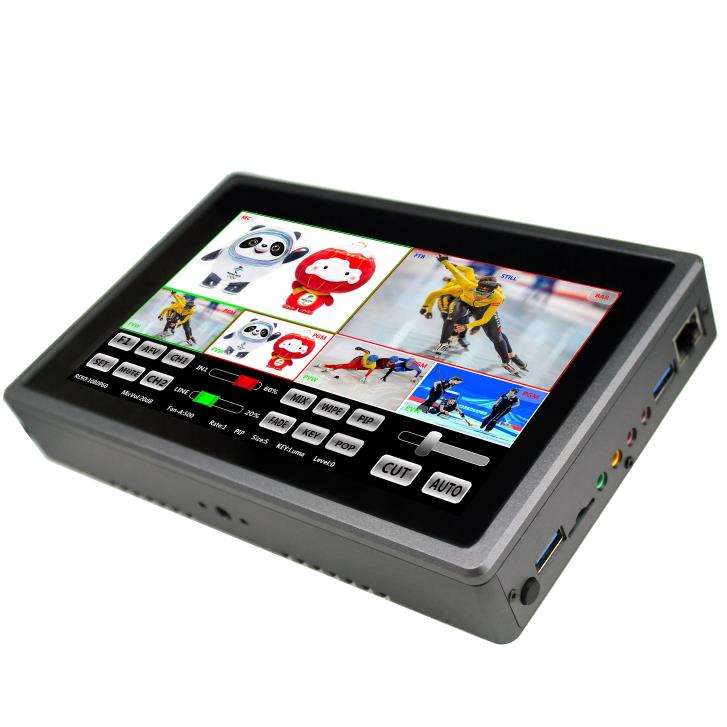 DeviceWell HDS8307: เครื่องสลับสัญญาณวิดีโอ 4 ช่อง แบบ All-in-One พร้อมจอสัมผัส 7 นิ้ว, Live Streaming, บันทึก และ PiP สำหรับงานสตูดิโอและ Live สด