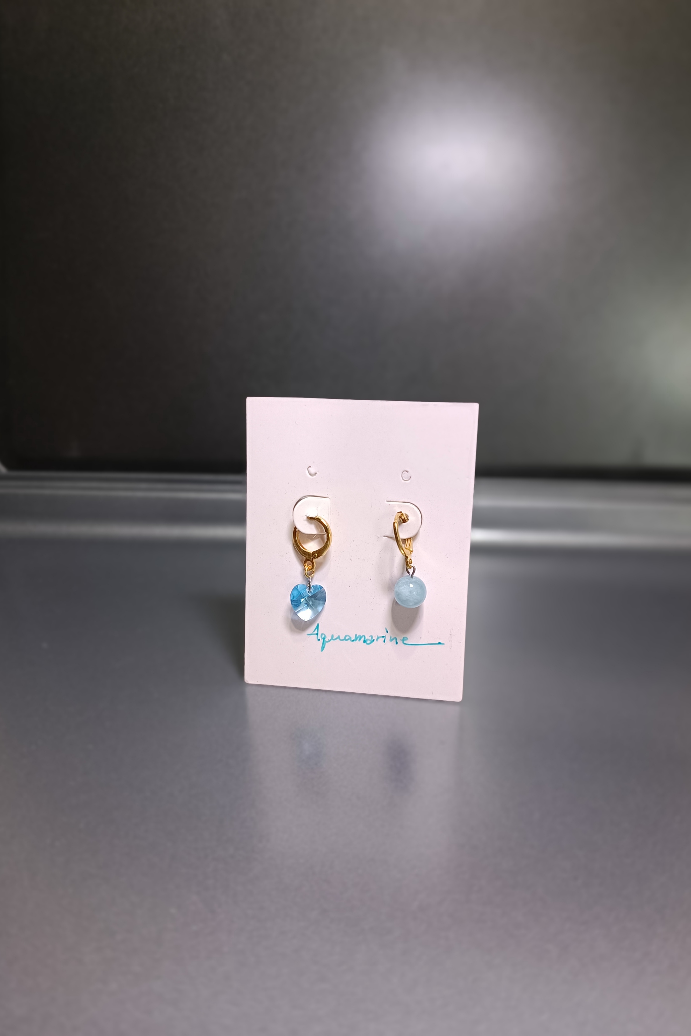 ต่างหู "Sassy" Sweetheart + หินแท้ Aquamarine Earring (เจรจาสำเร็จ)