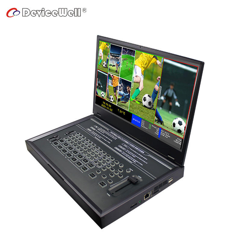 DeviceWell HDS9326: เครื่องสลับสัญญาณวิดีโอ Full HD 6 ช่อง (4x SDI, 2x HDMI) แบบ All-in-One พร้อมจอภาพ 11.6 นิ้ว (แนวตั้ง), บันทึก/สตรีมมิ่ง, Keying สำหรับ Broadcast และ Social Media Live Production