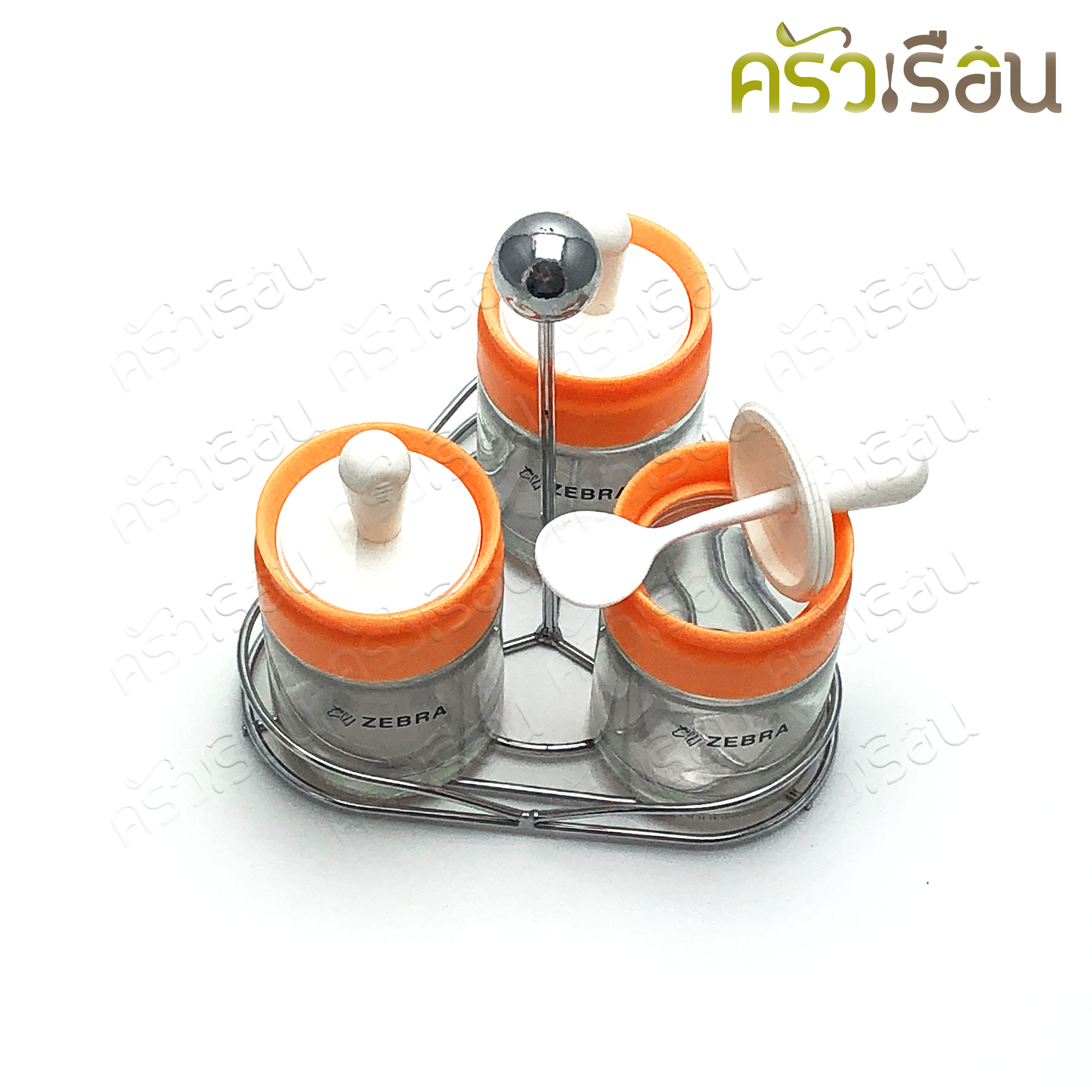 [ ตัวโชว์ ] Zebra ชุดโถแก้วเครื่องปรุง 3 ชิ้น พร้อมตะกร้า ตราหัวม้าลาย 110271 พวงพริก ชุดเครื่องปรุง ที่ใส่เครื่องปรุง พวงเครื่องปรุง